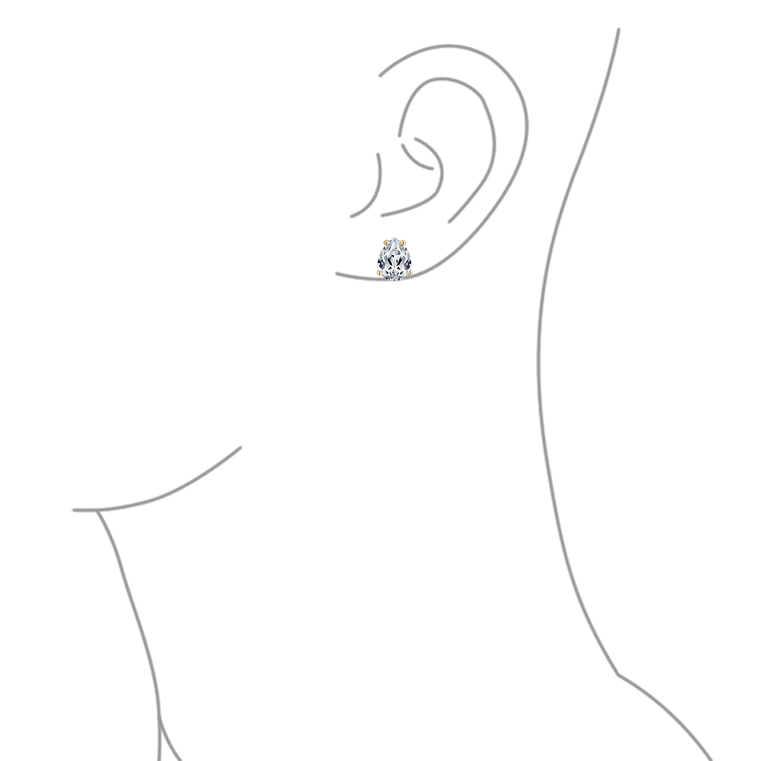 Pear Shape CZ Stud Earrings Teardrop Solitaire Gold Plated Sterling Silver 6-9MM - Image 4