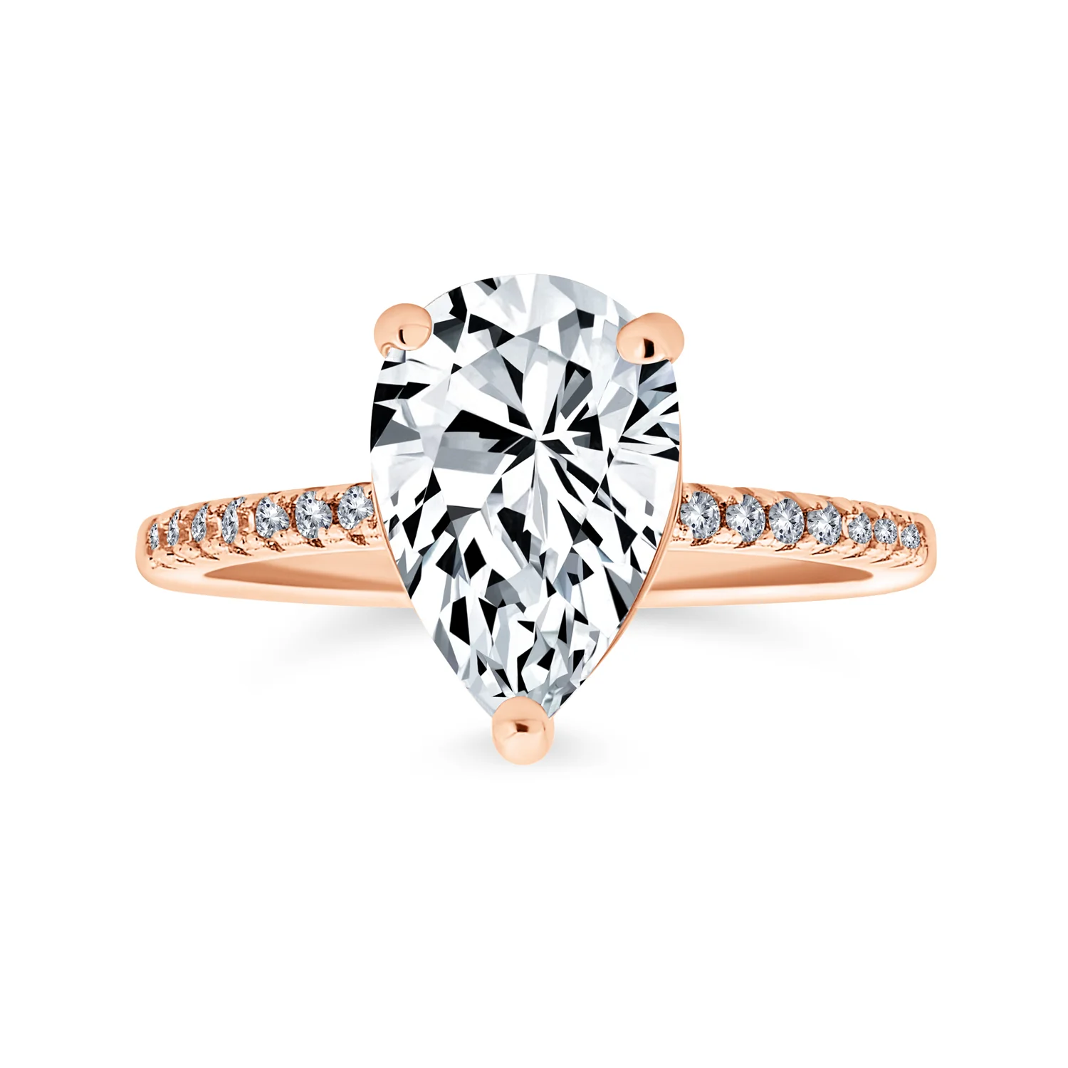 Classic Pear Shape Solitaire Cubic Zirconia CZ Engagement Ring Sterling Silver - Image 2