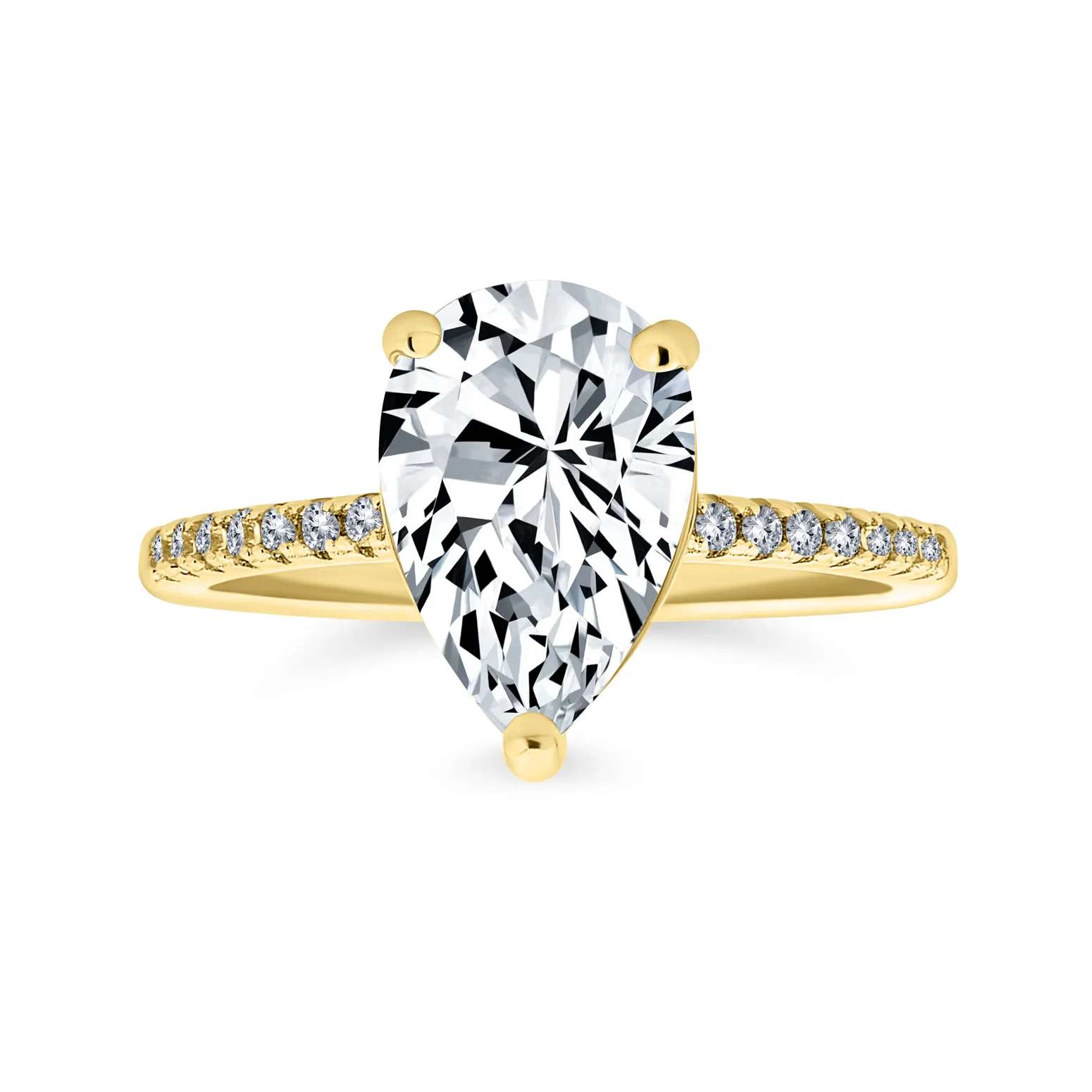 Classic Pear Shape Solitaire Cubic Zirconia CZ Engagement Ring Sterling Silver - Image 3