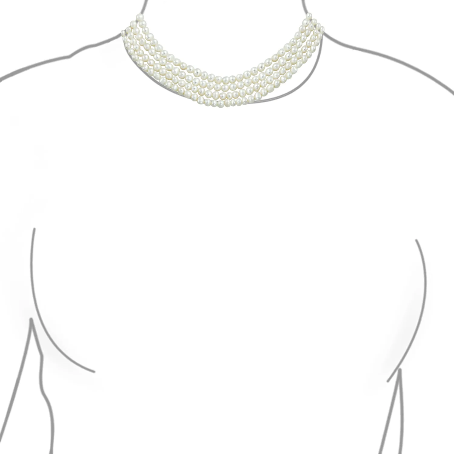 Art Deco Style White Freshwater Cultured Pearl Statement Multi Strand Necklace Floral Clasp - Image 4