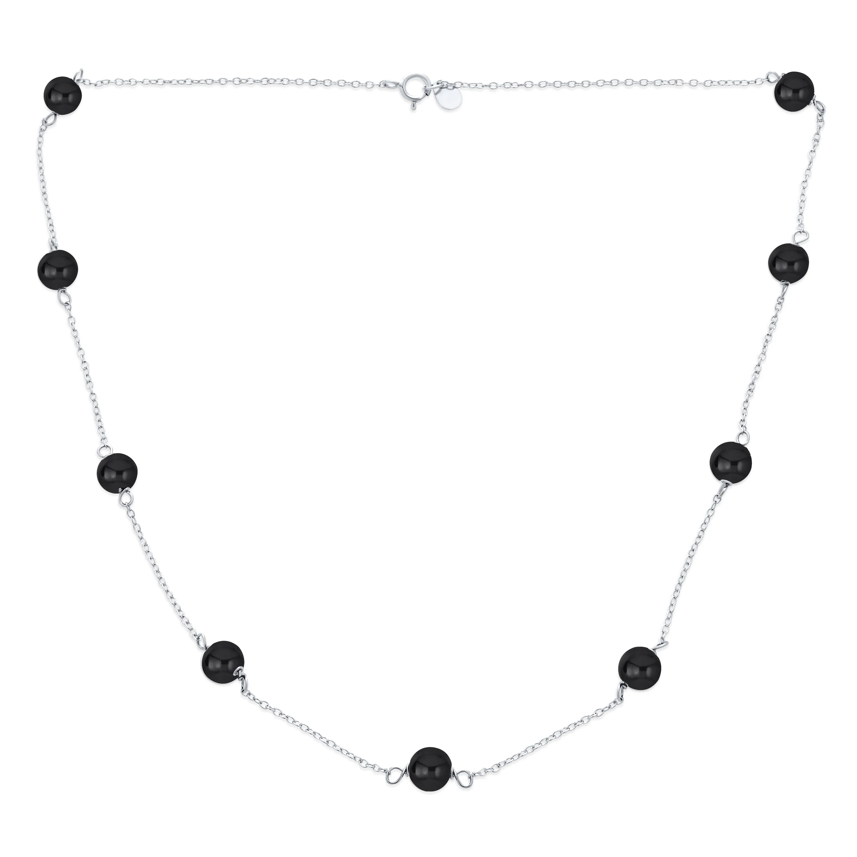 Bridal Tin Cup Freshwater Cultured Pearl Chain Station Necklace Sterling Silver - Image 5