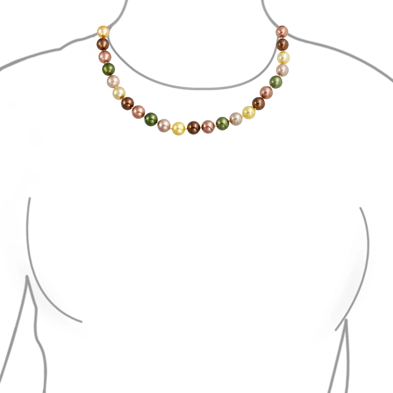 Classic Multicolor Hand Knotted 10MM Simulated Pearl Strand Necklace 18 Inch - Image 11