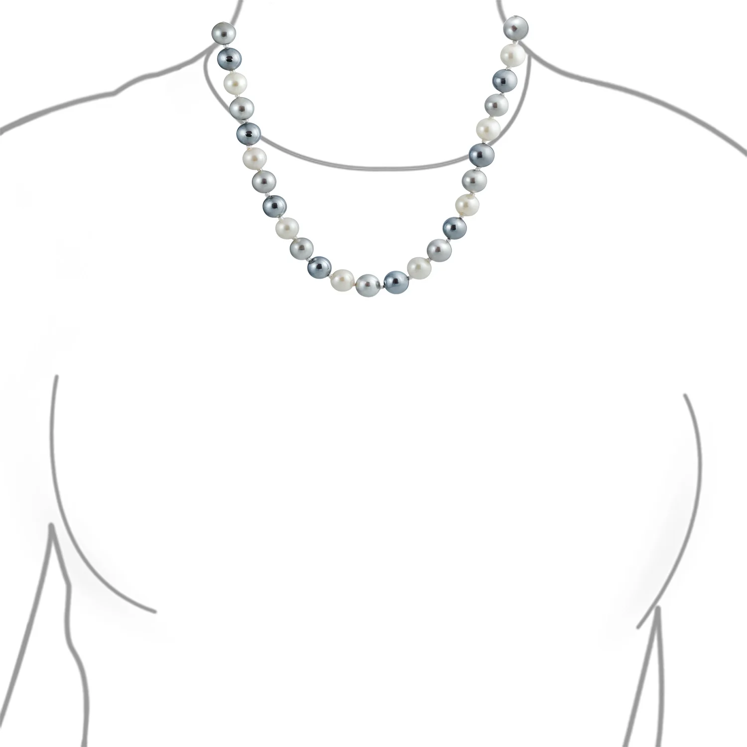 Classic Multicolor Hand Knotted 10MM Simulated Pearl Strand Necklace 18 Inch - Image 4