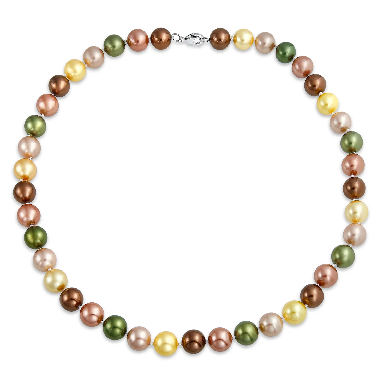 Classic Multicolor Hand Knotted 10MM Simulated Pearl Strand Necklace 18 Inch - Image 5
