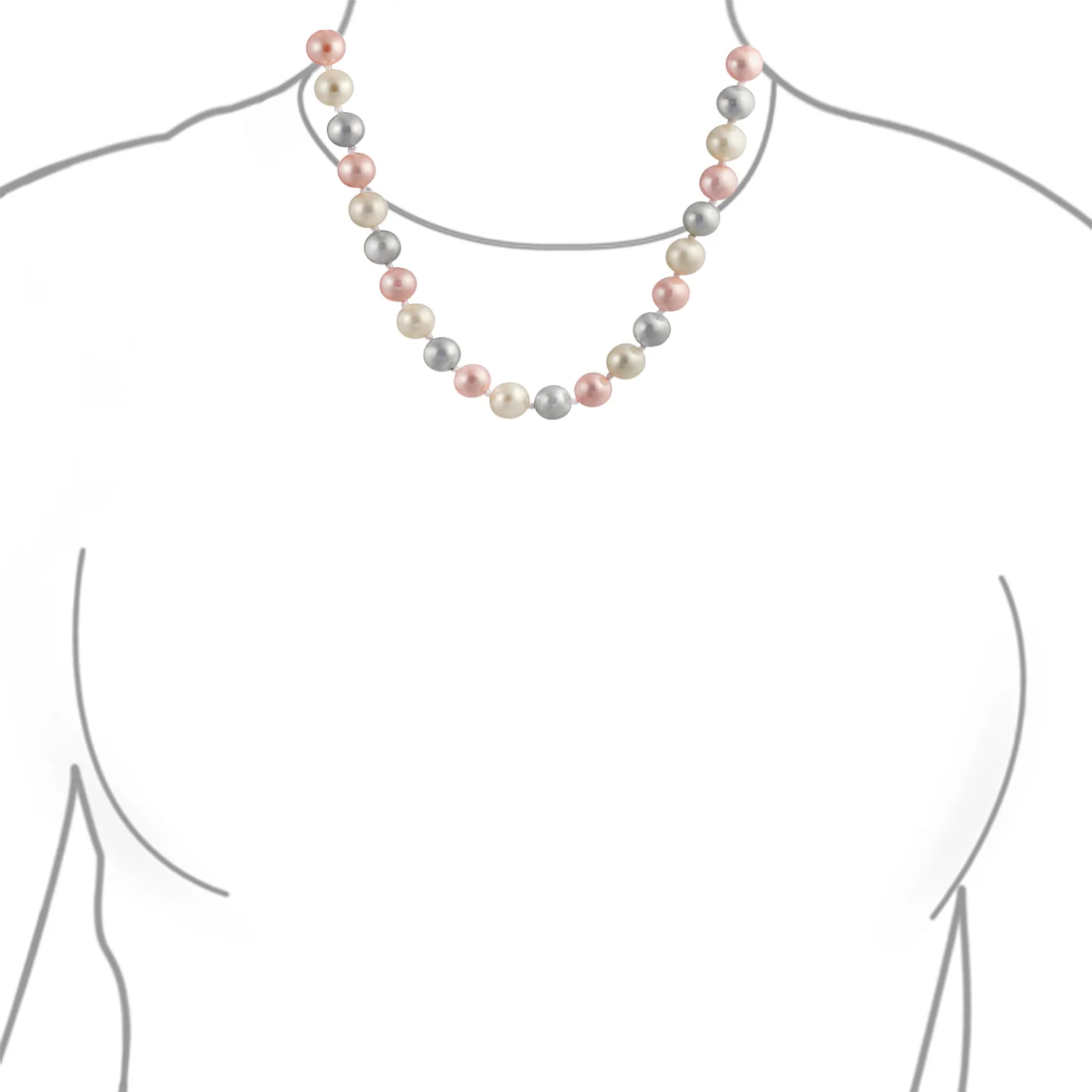 Classic Multicolor Hand Knotted 10MM Simulated Pearl Strand Necklace 18 Inch - Image 6