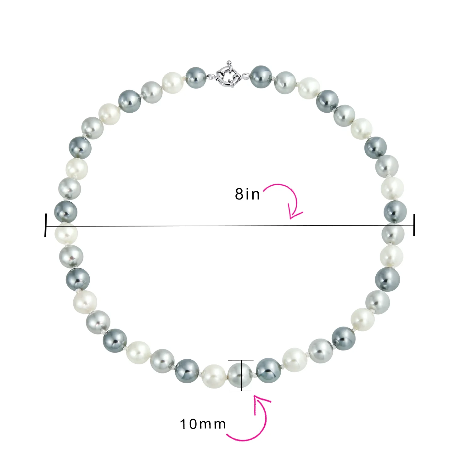 Classic Multicolor Hand Knotted 10MM Simulated Pearl Strand Necklace 18 Inch - Image 7