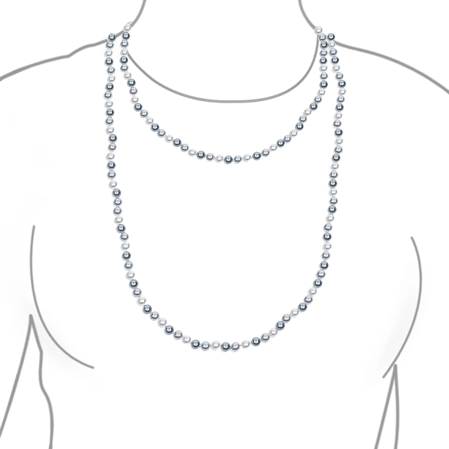 Hand Knotted 62" Multicolor Simulated Pearl Strand Necklace Triple Wrap Style - Image 3