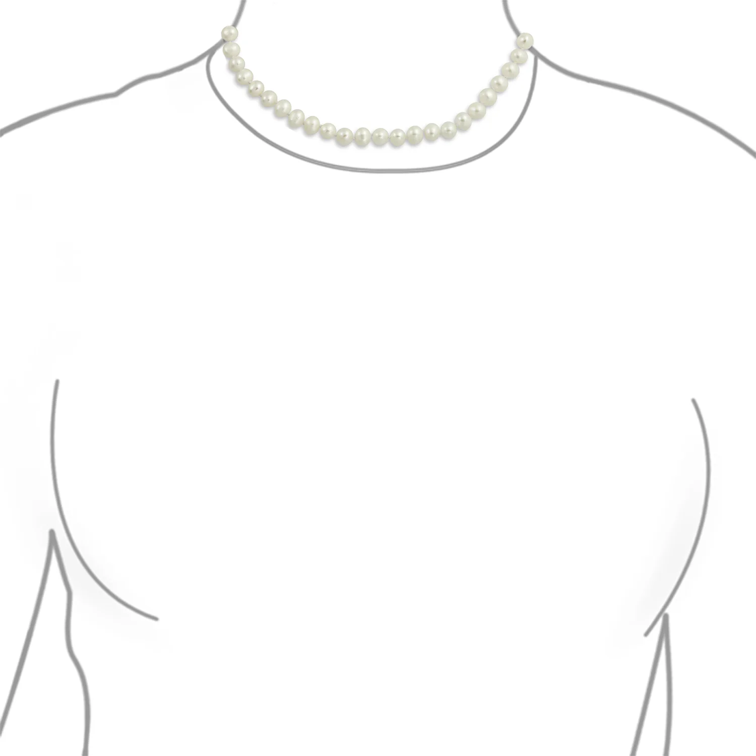 Traditional Bridal Classic Pearl Strand Necklace 7MM 18" with Silver Clasp - Image 2