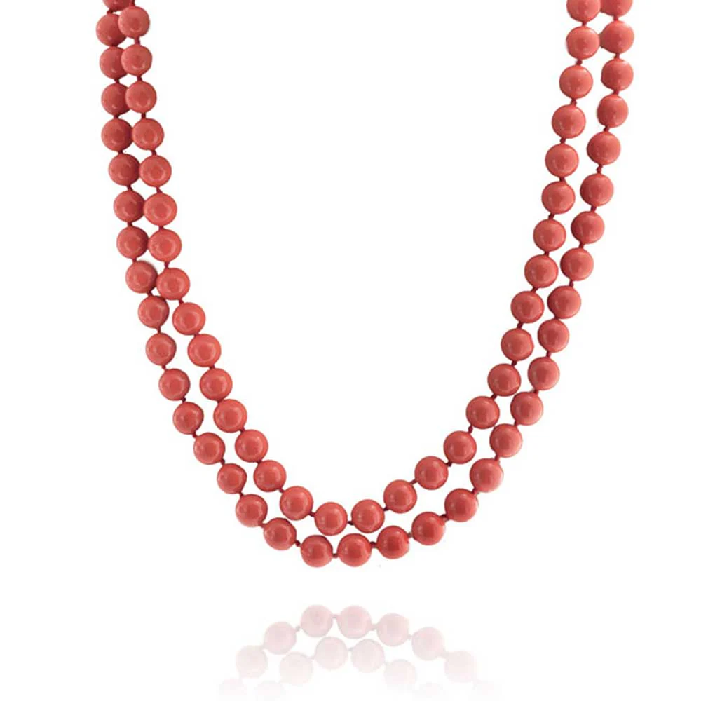 Hand Knotted Simulated Pearls Round Ball Bead Long Strand Wrap Layer Necklace - Image 3