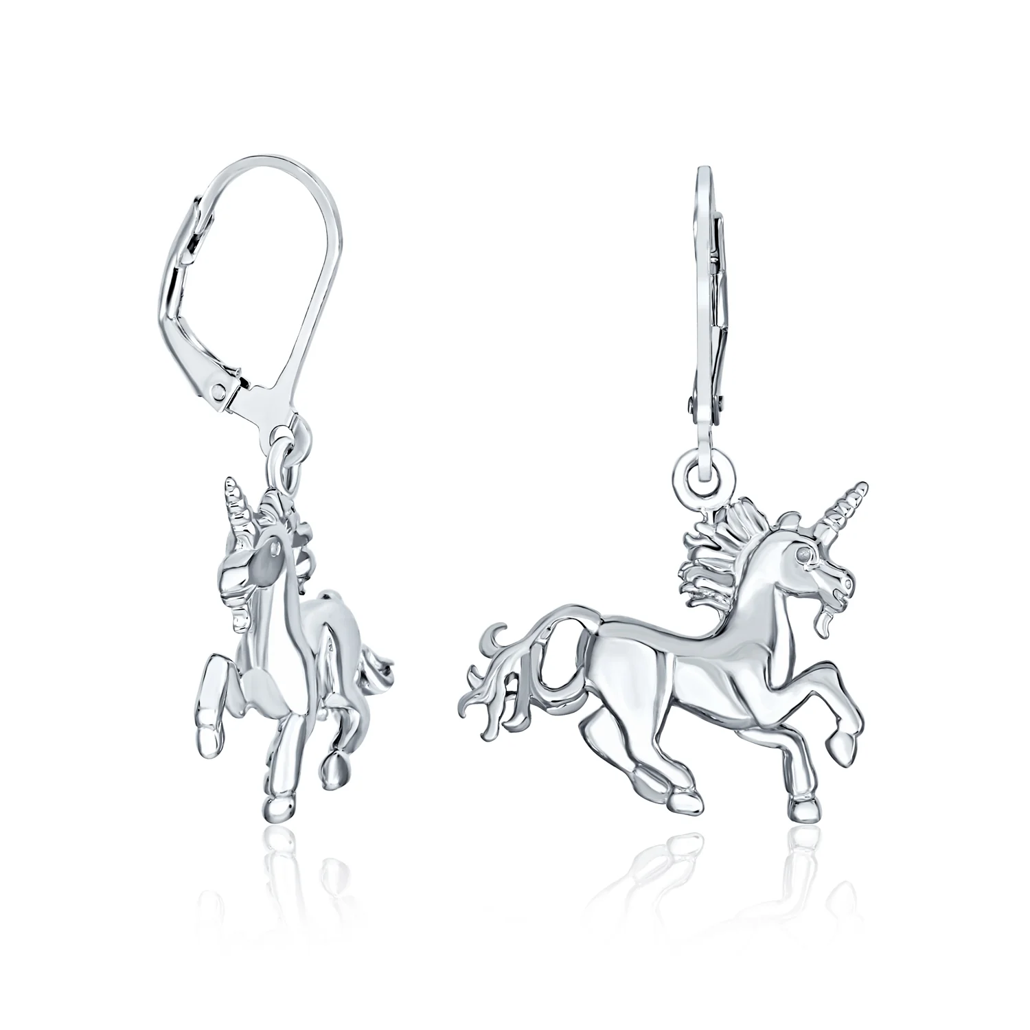 Pegasus Unicorn Medallion Necklace & Dangle Earring Set Oxidized Sterling Silver - Image 5