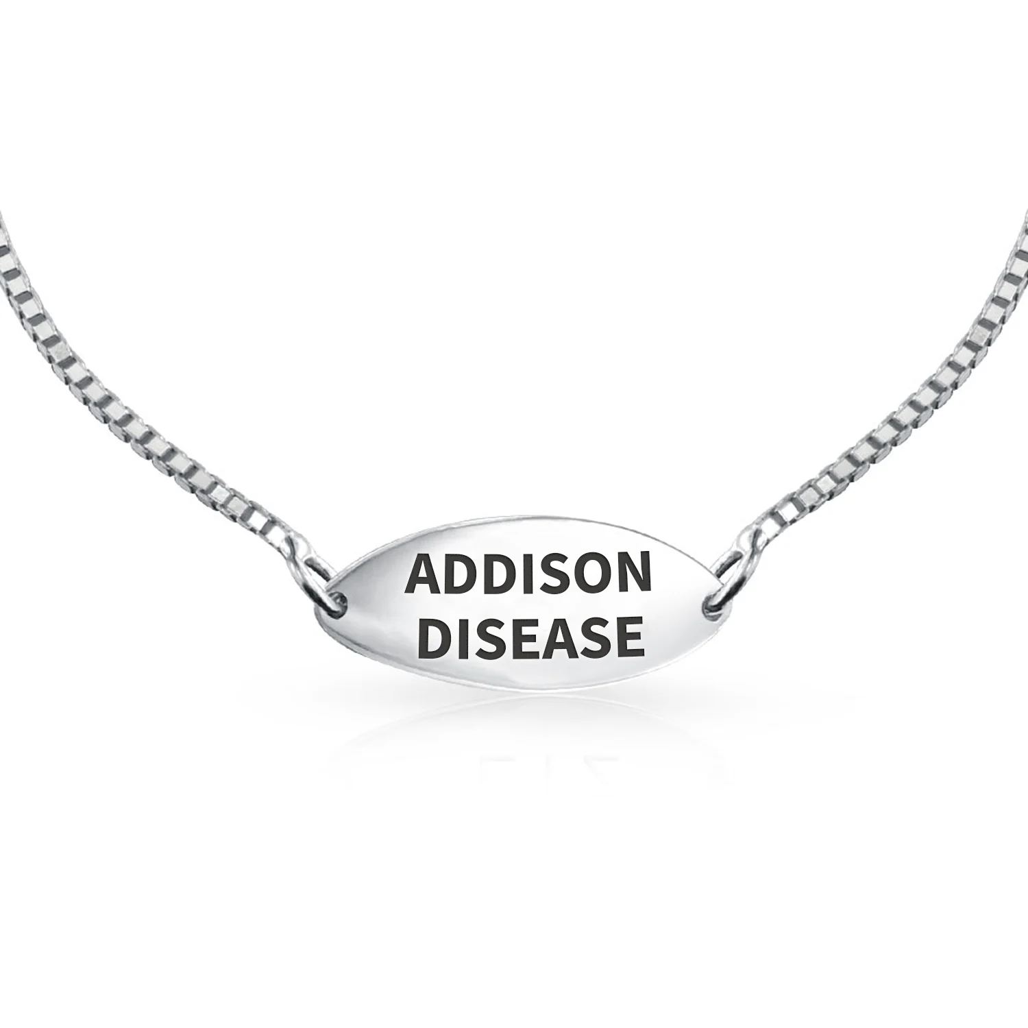 Personalize Medical Alert ID Thin Box Link Bracelet Oval Shape Tag - Image 2