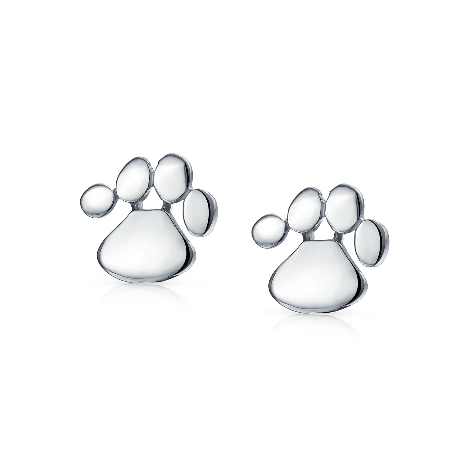 BFF Animal Lover Pet Dog Cat Paw Print Stud Earrings Pendant Set .925 Sterling Silver - Image 4