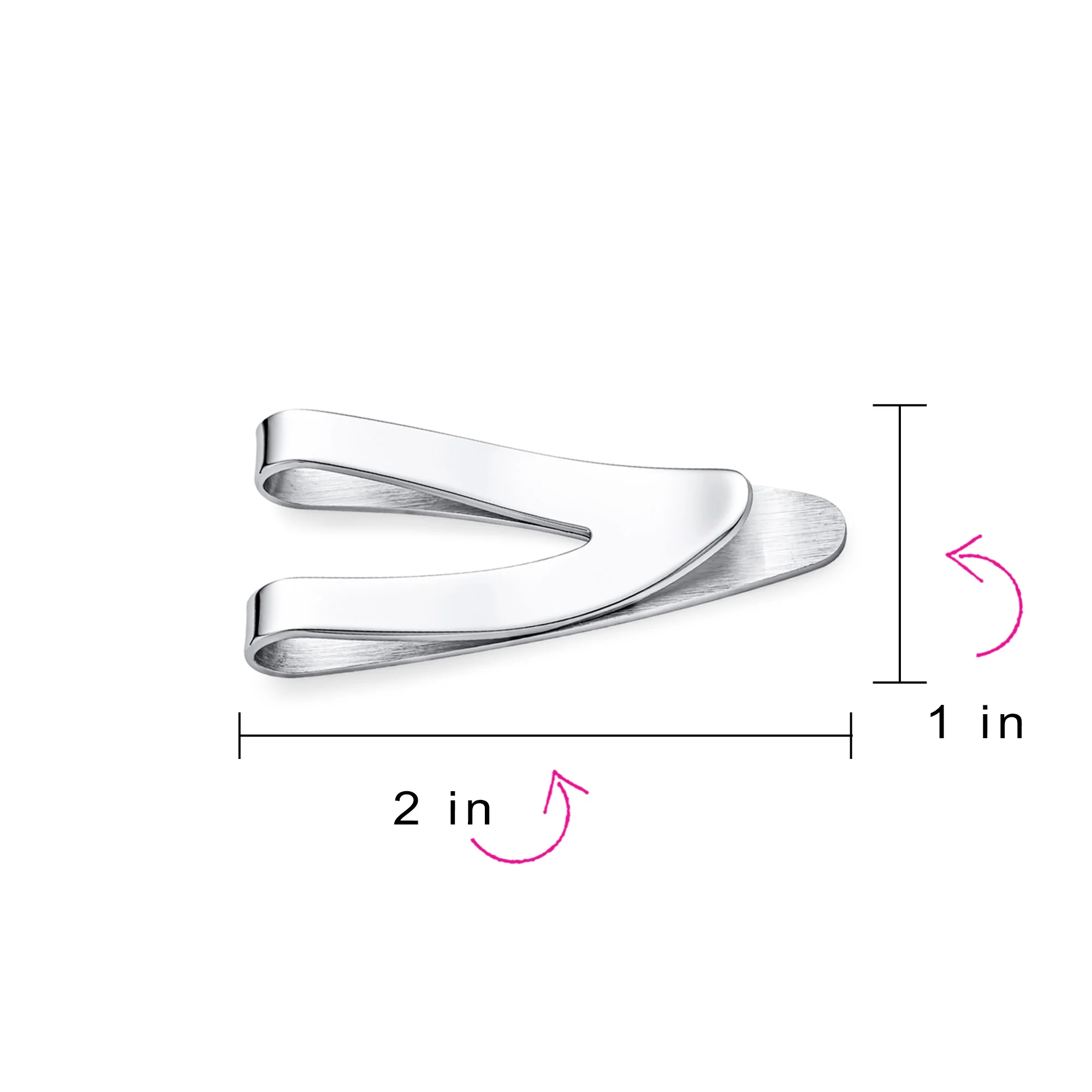 Set of 2 Silver Black V-Shaped Money Clip Card Holder Brushed Stainless Steel - Image 4