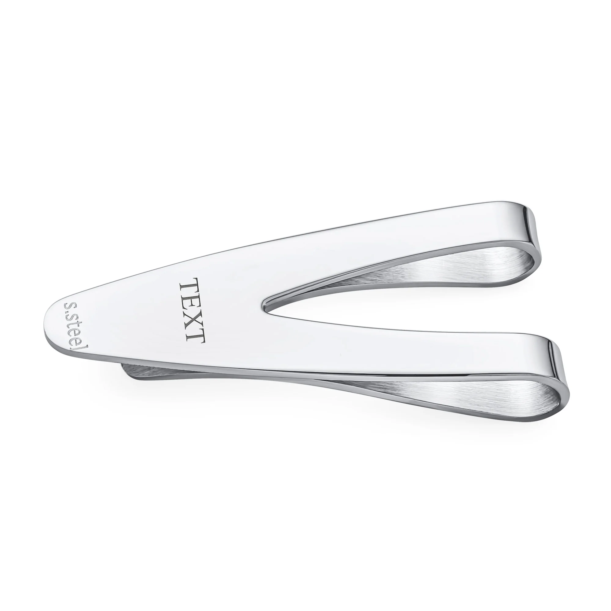 Set of 2 Silver Black V-Shaped Money Clip Card Holder Brushed Stainless Steel - Image 5