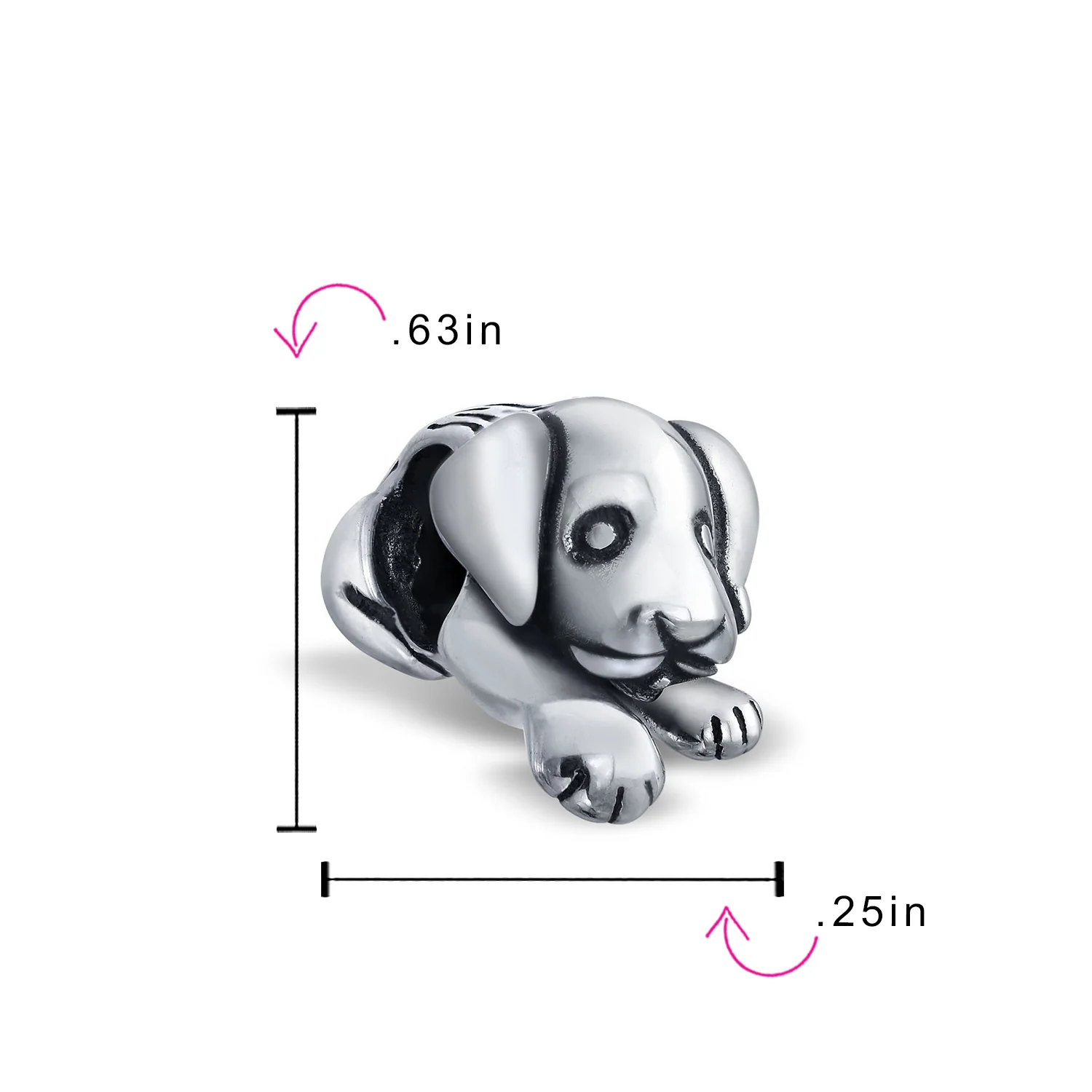 Set of 2 Sleepy Puppy Dog & Black Shape Paw Print Pet Animal Lover Charm Bead - Image 4