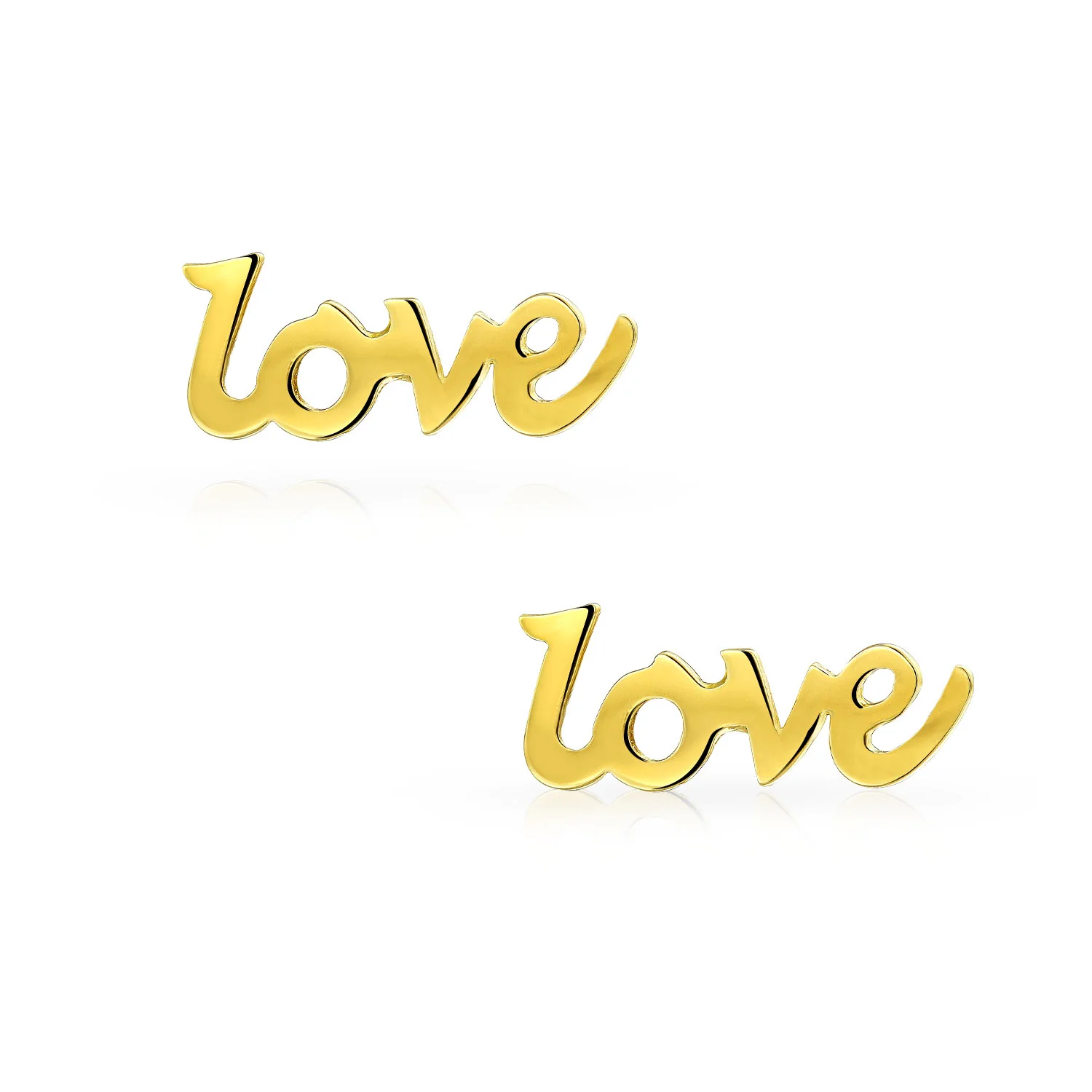 Petite 14K Gold Love Symbol Stud Earrings Secure Screwback - Image 2