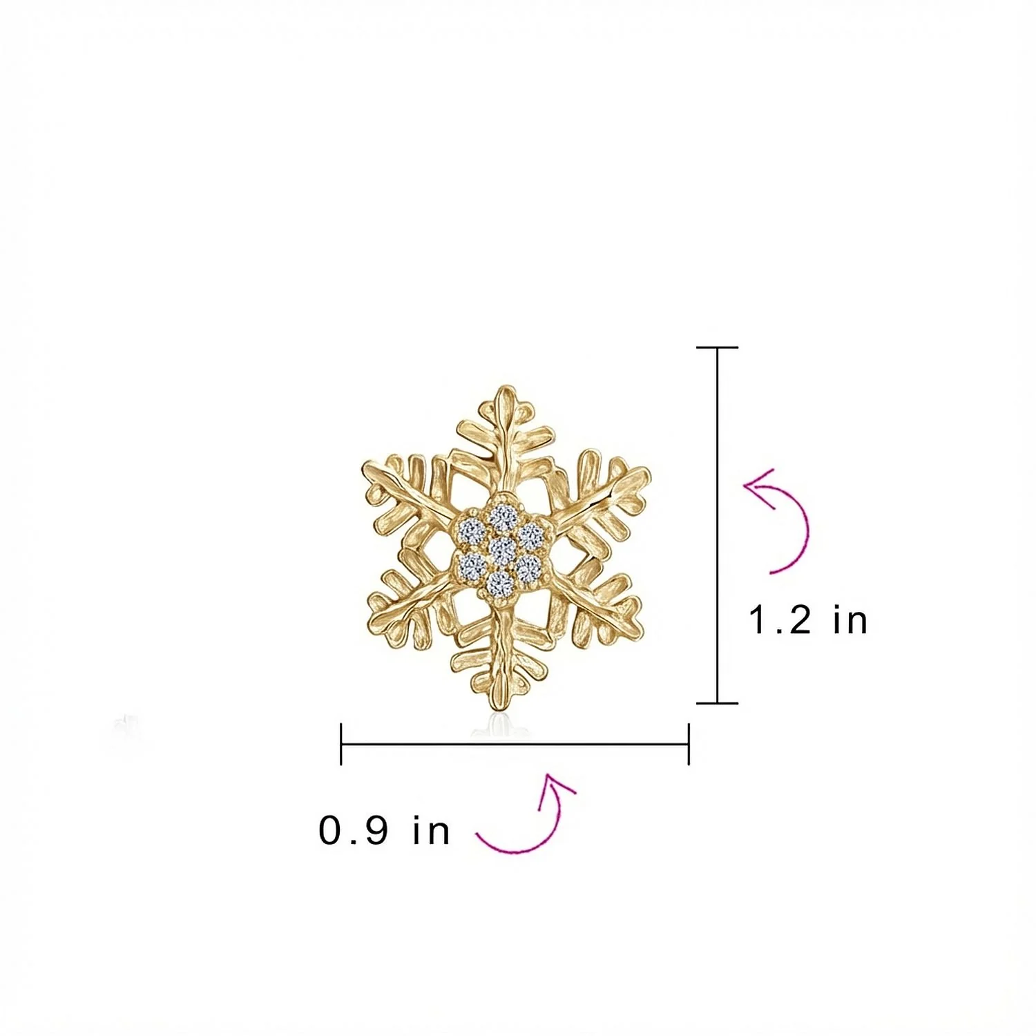 Petite Holiday CZ Stud Earrings: Snowflake Design with Cubic Zirconia Accents - Image 3