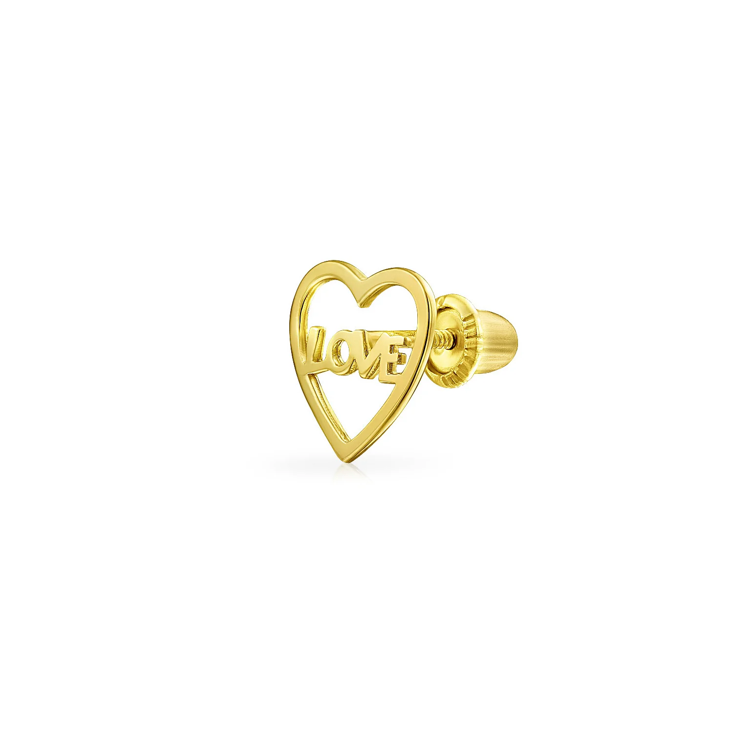 Petite Minimalist 14K Gold Cartilage Ear Heart Stud Earring Symbol of Love