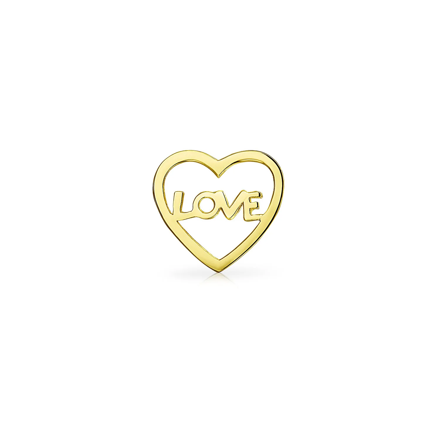 Petite Minimalist 14K Gold Cartilage Ear Heart Stud Earring Symbol of Love - Image 2