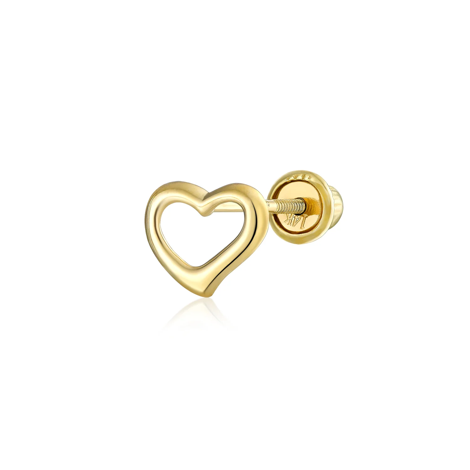 Minimalist 14K Gold Cartilage Ear Stud Open Heart Earring