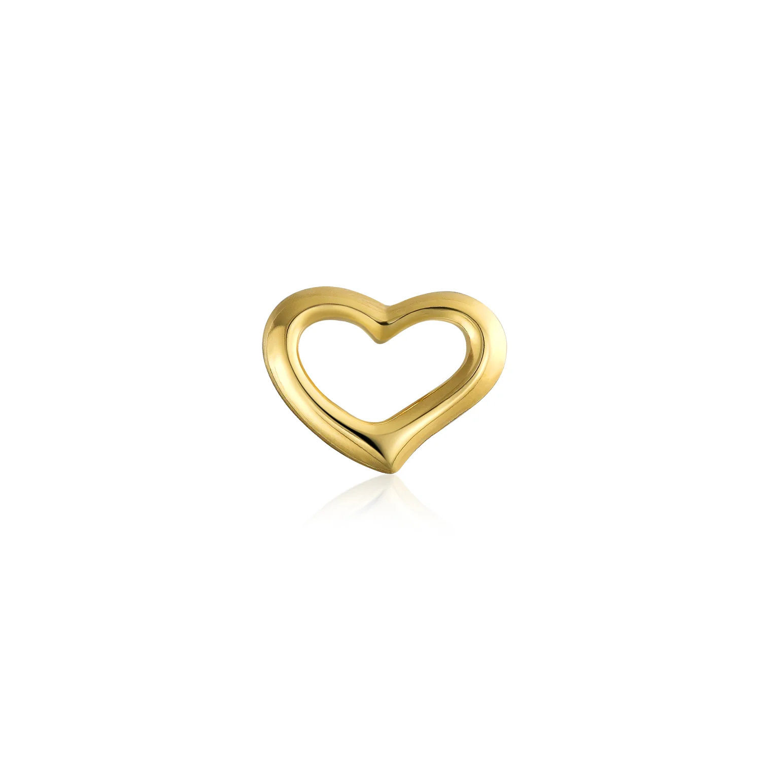 Minimalist 14K Gold Cartilage Ear Stud Open Heart Earring - Image 2