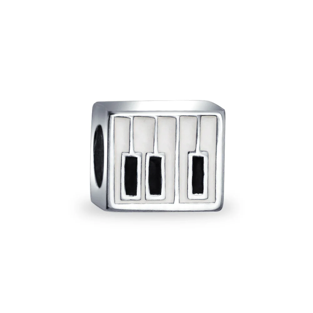 Musician Piano Keys Charm Bead for Music Students .925 Sterling Silver for Bracelet