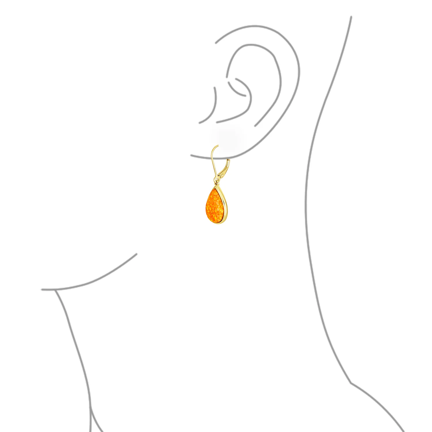 Pink Created Opal Teardrop Dangle Earrings in Sterling Silver Leverback - Image 6