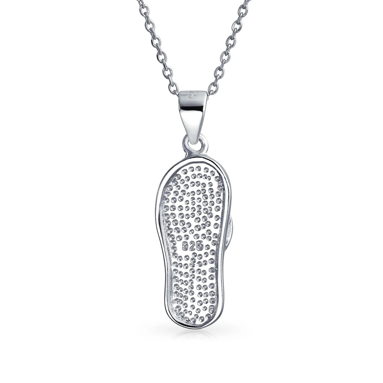 Pink Rainbow Opal Flip Flop Sandal Pendant Necklace Sterling Silver Birthstone - Image 3