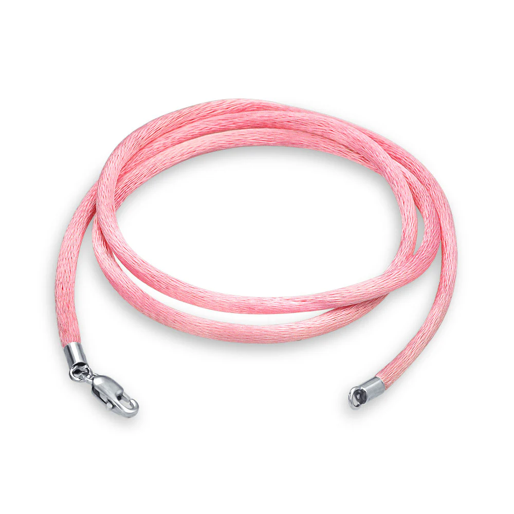 1MM Pink Satin Silk Cord Chain Necklace .925 Sterling Silver Lobster Clasp Various Length, Colors - Image 3