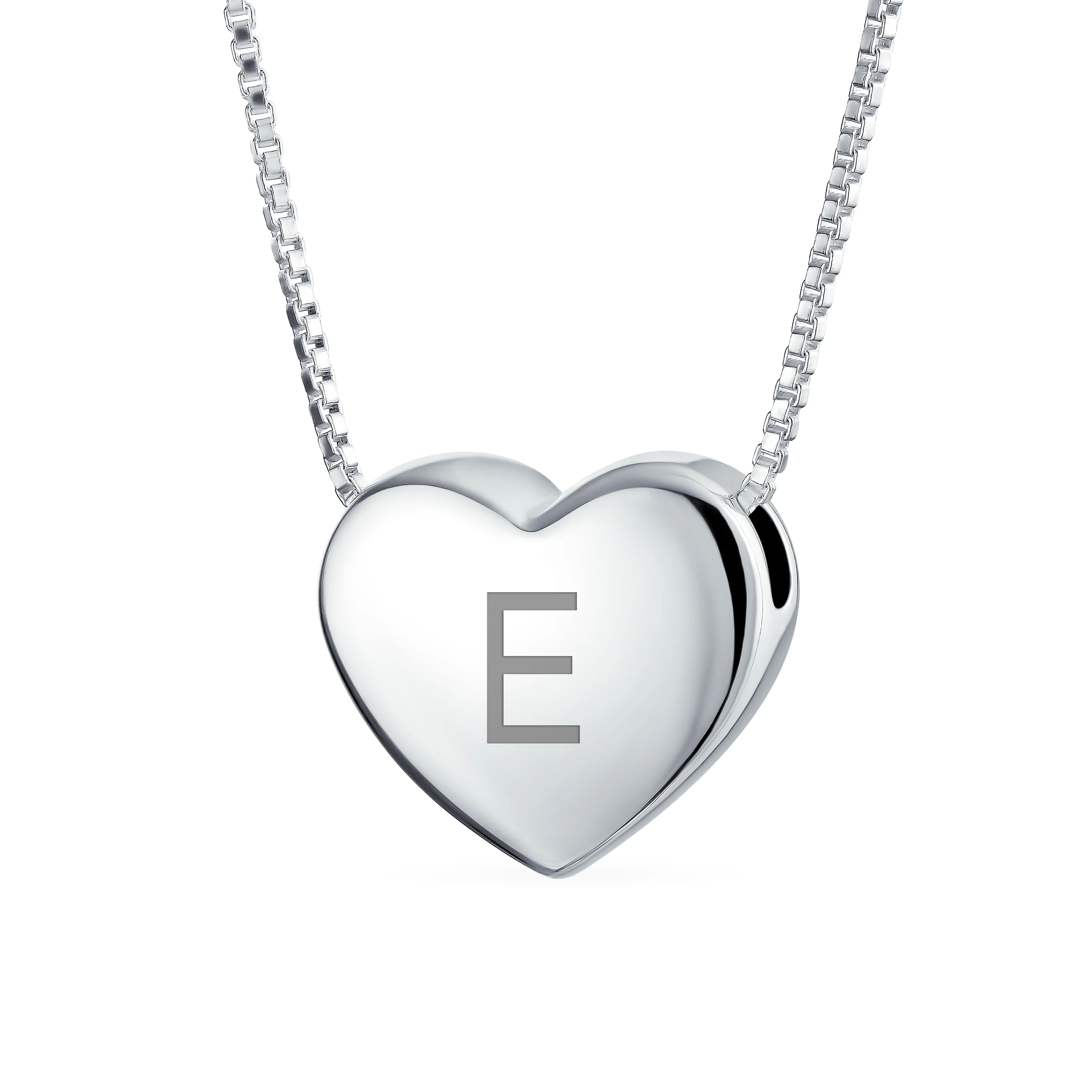 Plain Simple Alphabet A-Z Monogram Heart Pendant Necklace Sterling Silver - Image 5