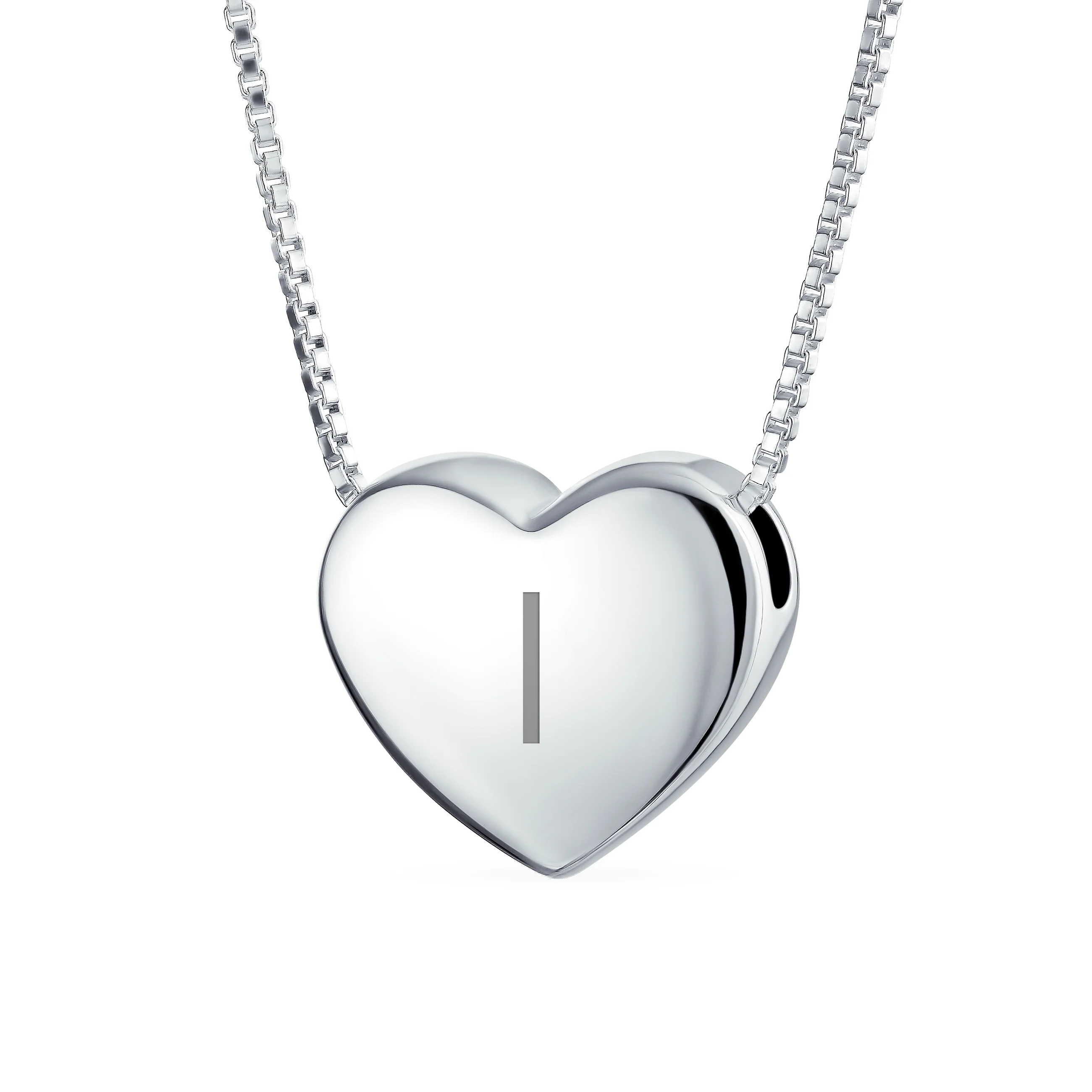Plain Simple Alphabet A-Z Monogram Heart Pendant Necklace Sterling Silver - Image 9