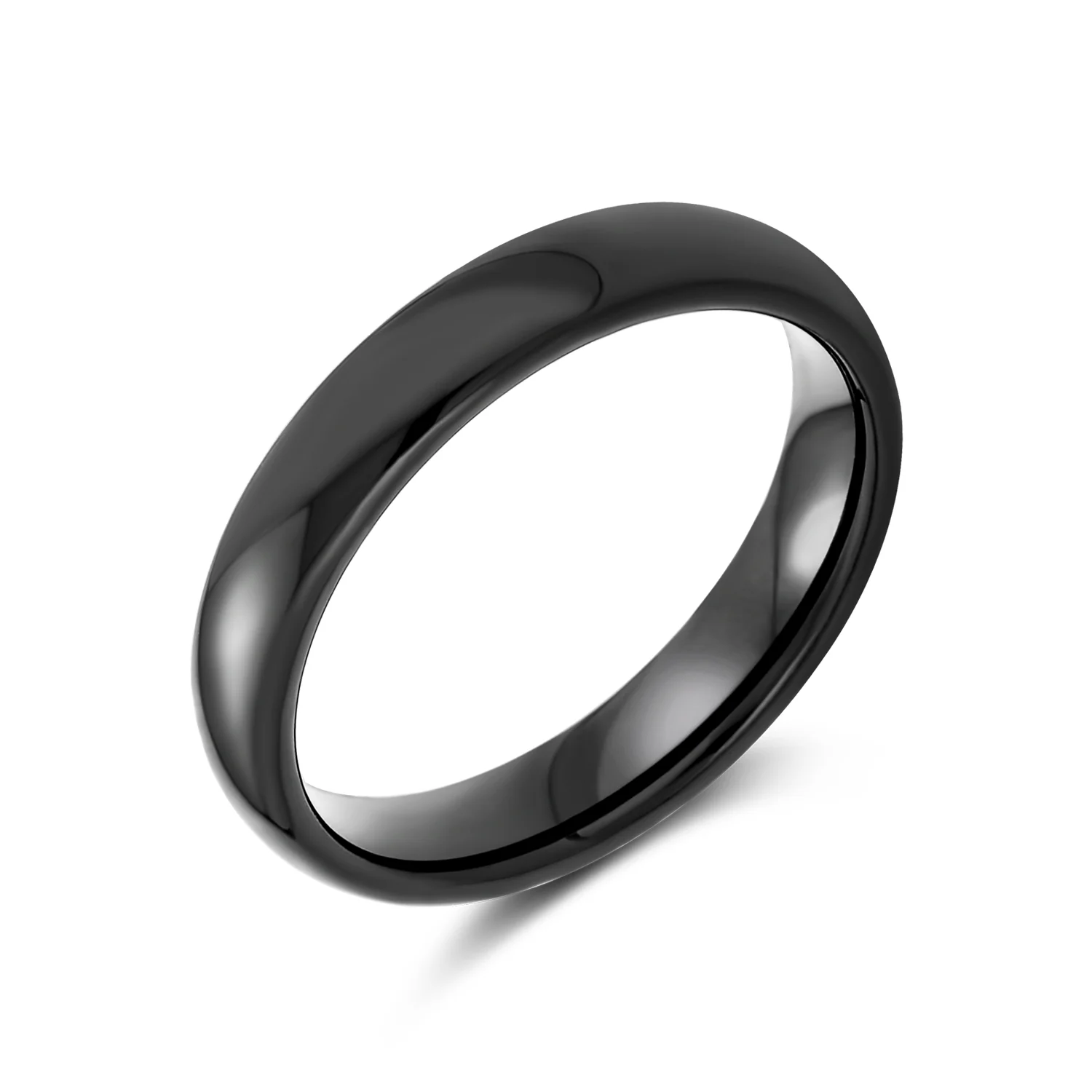 Plain Dome 4MM Wedding Band Ring Black Silver Rose Gold Titanium Comfort Fit - Image 2