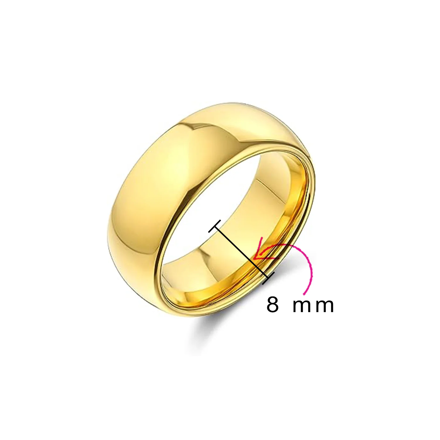 Plain Dome 8MM Wedding Band Ring Black Silver Rose Gold Titanium Comfort Fit - Image 8