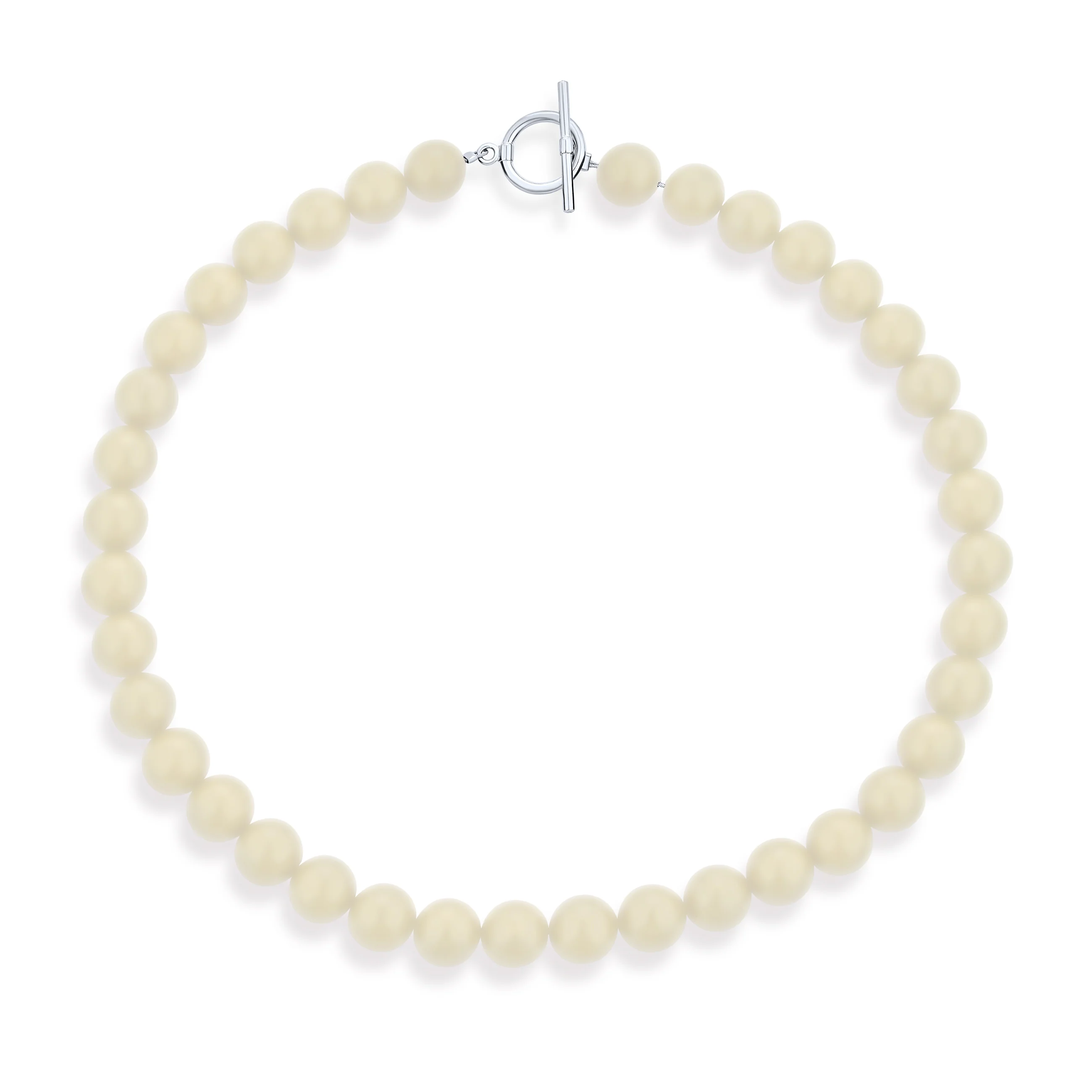 Plain Smooth Western 10MM Jasper Bead Strand Necklace Silver Plated 16 Inch
