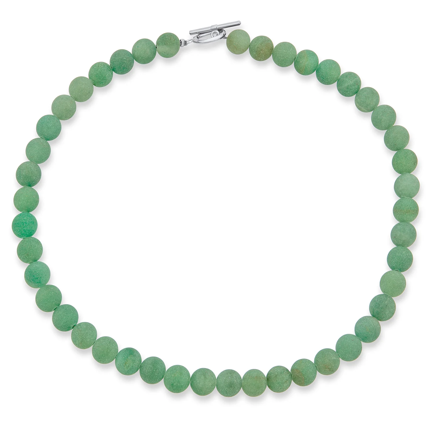 Light Green Aventurine 10MM Bead Strand Collarbone Necklace Toggle Clasp 17"