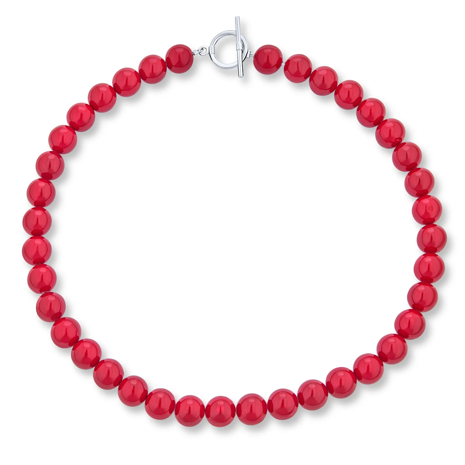 Semi-Precious Natural Red Calcite Stone 10MM Bead Ball Strand Necklace 16-19 Inch