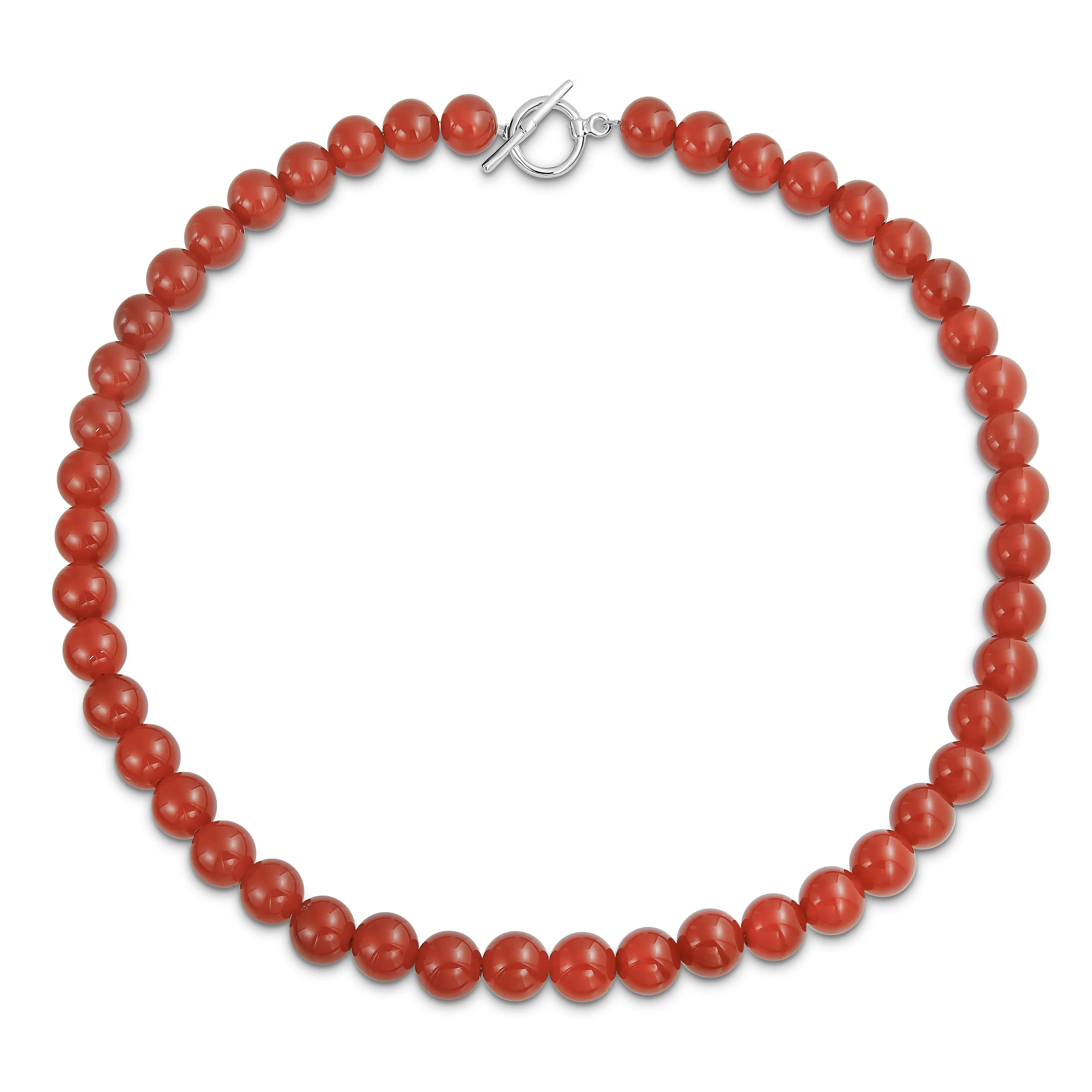 Classic Natural Red Carnelian Round 10MM Ball Bead Strand Necklace 16 -20 Inch