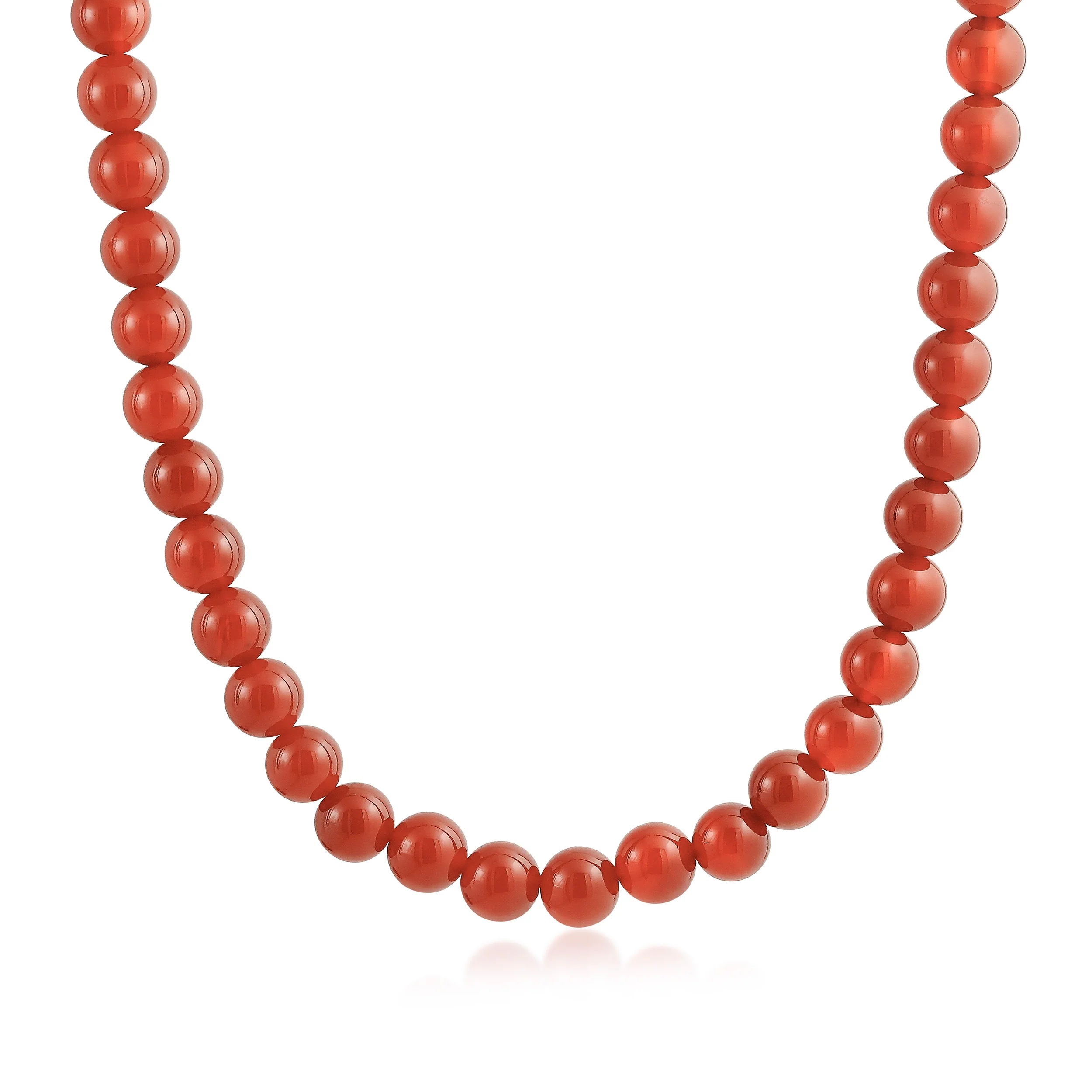 Classic Natural Red Carnelian Round 10MM Ball Bead Strand Necklace 16 -20 Inch - Image 2