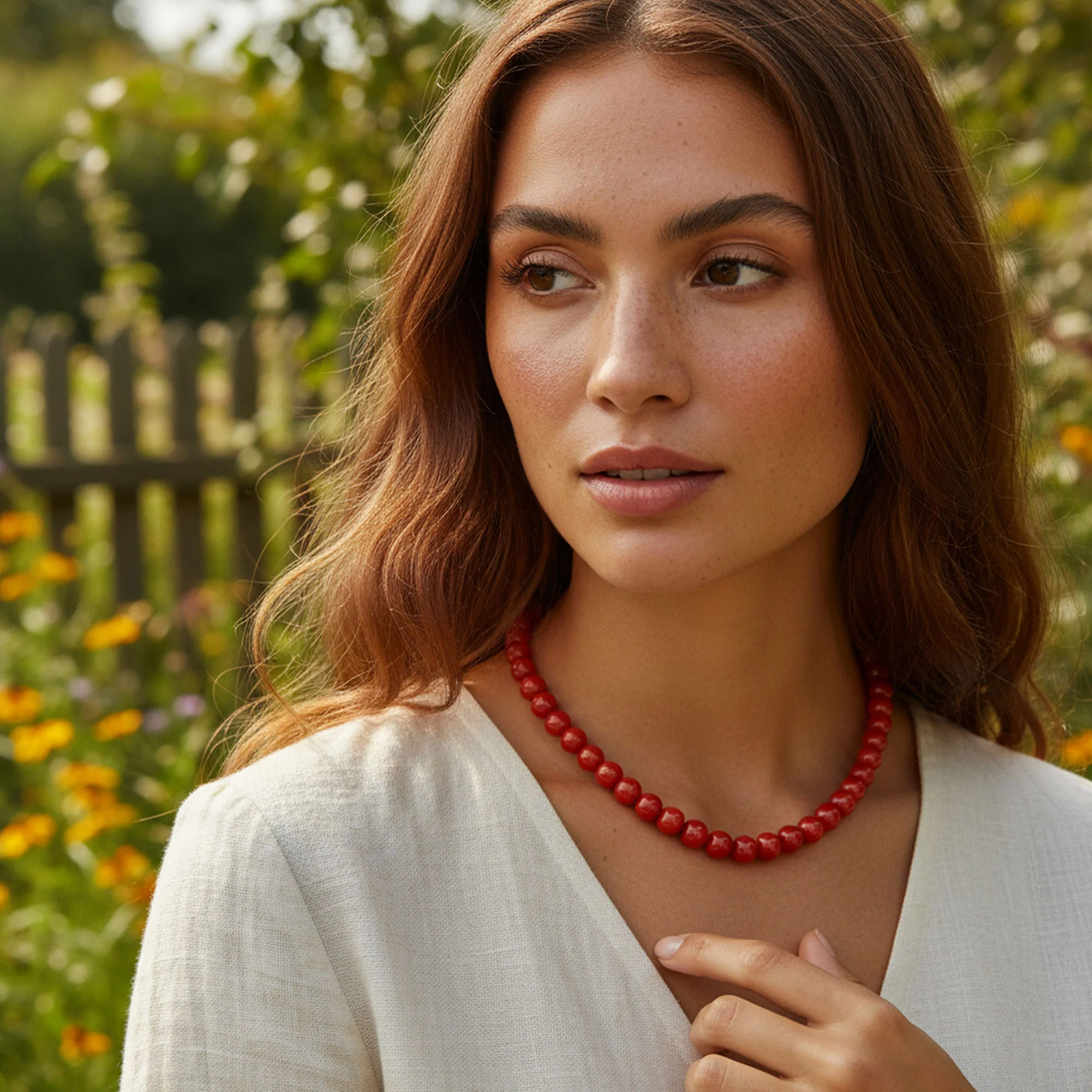 Classic Natural Red Carnelian Round 10MM Ball Bead Strand Necklace 16 -20 Inch - Image 3