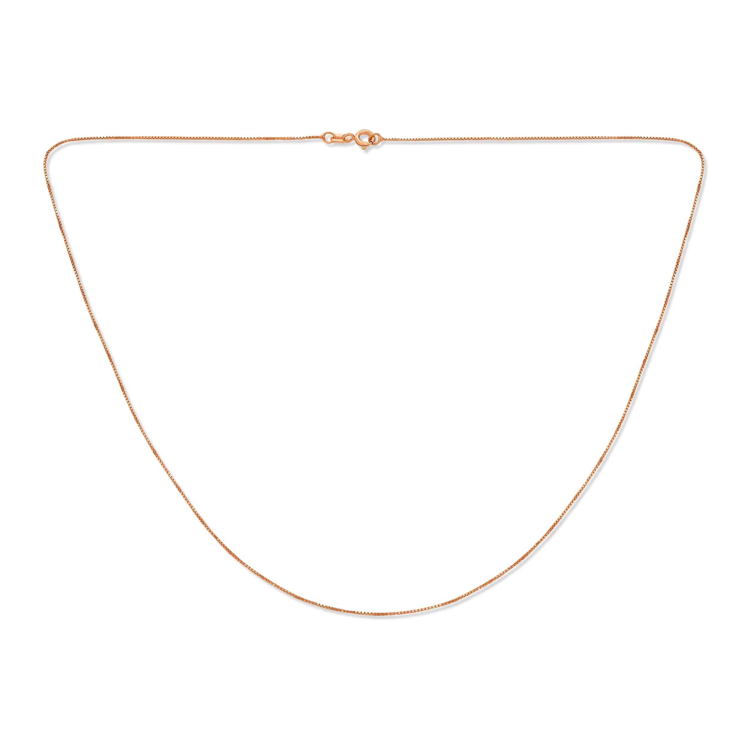 Plain Simple 0.8MM Thin Rose Gold Box Chain Necklace Sterling Silver 16-18 Inch - Image 3