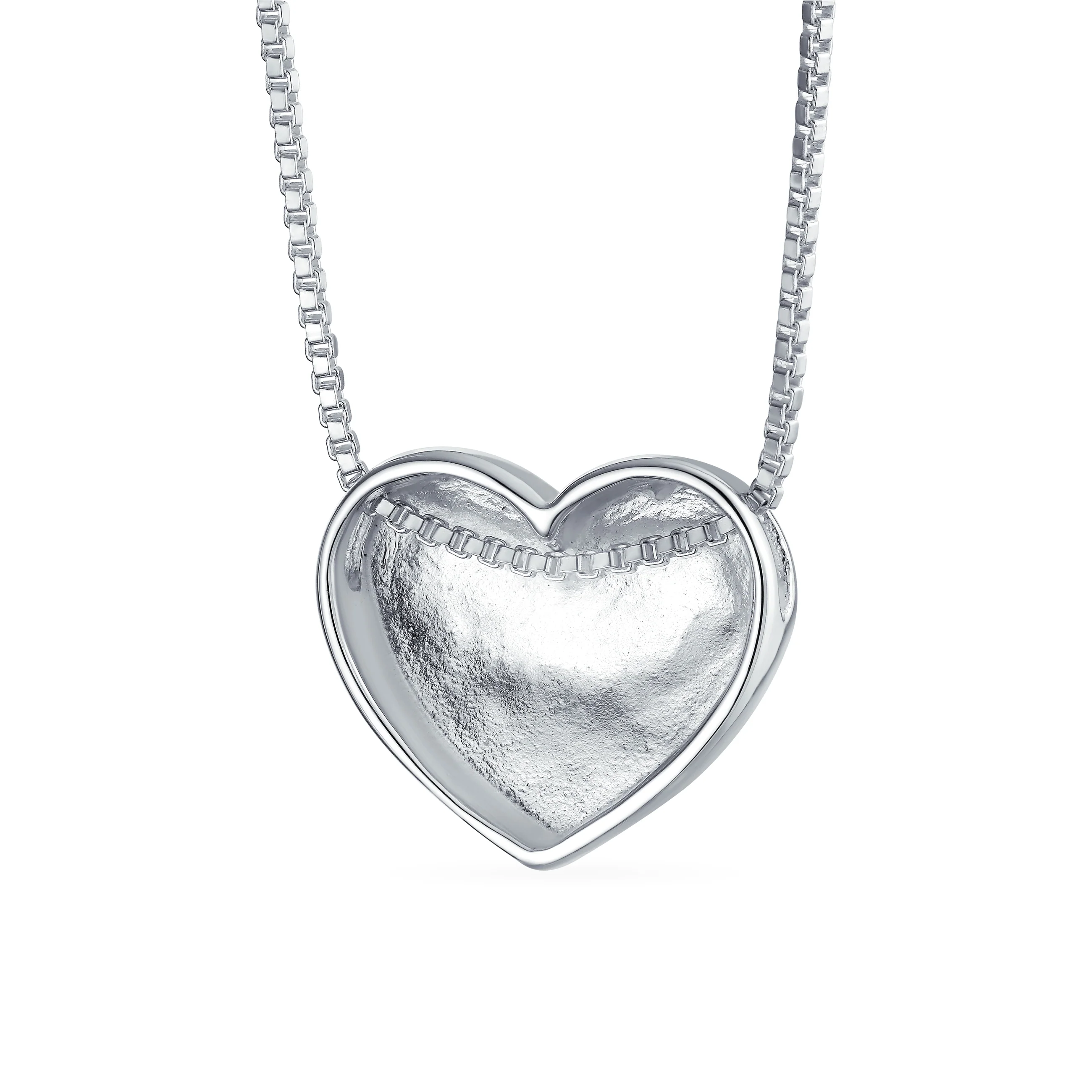Plain Simple Script Alphabet A-Z Monogram Heart Pendant Necklace Sterling Silver - Image 28