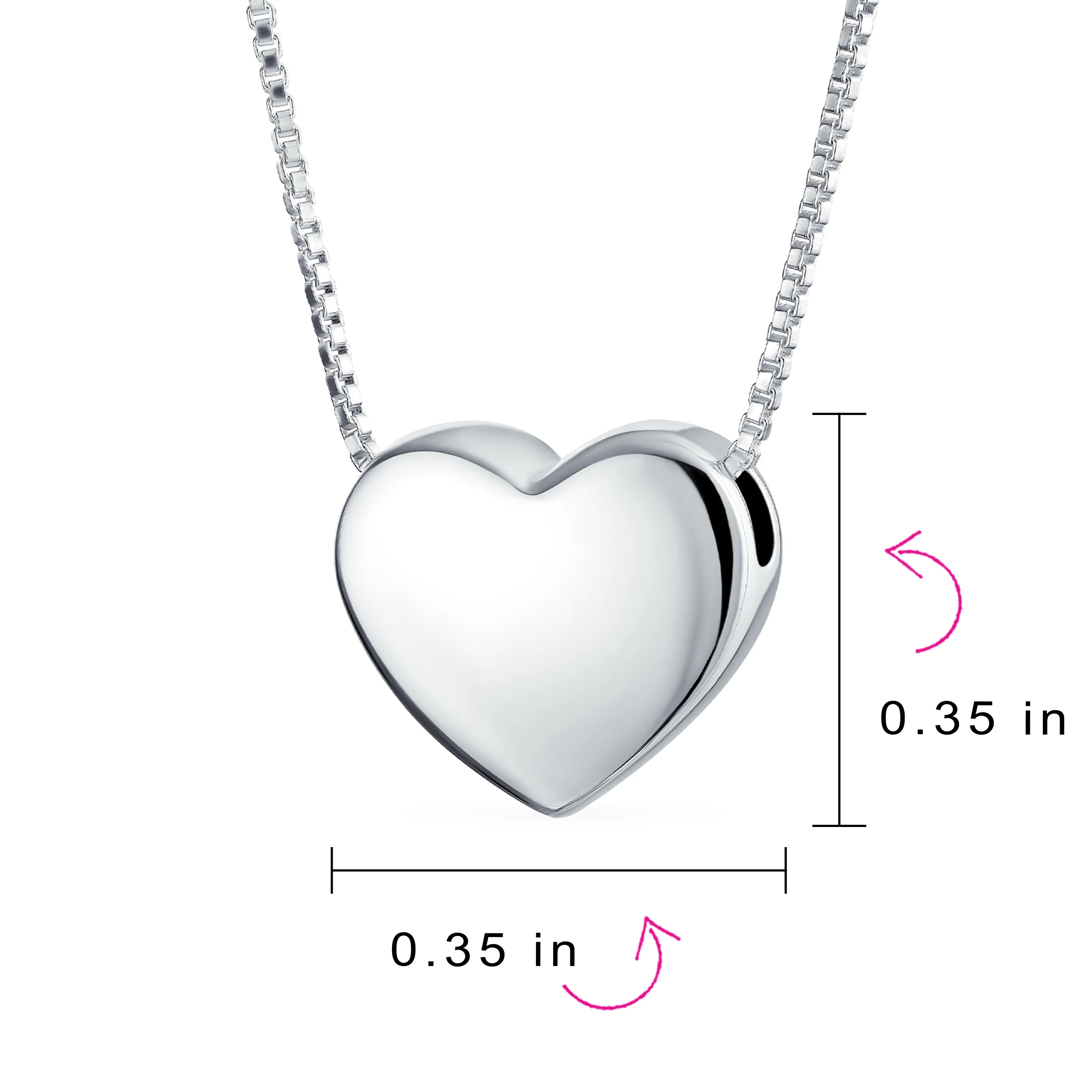 Plain Simple Script Alphabet A-Z Monogram Heart Pendant Necklace Sterling Silver - Image 83