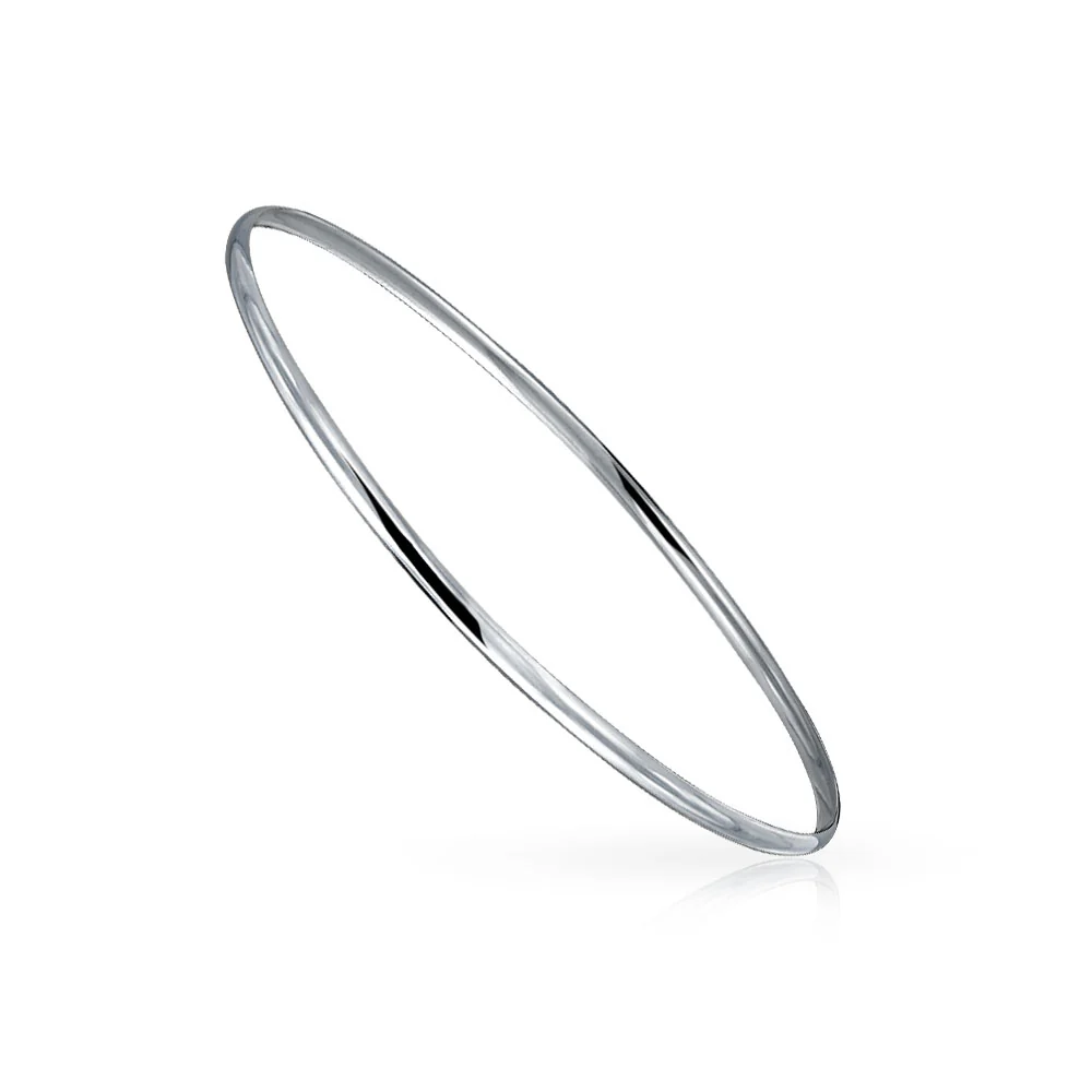 Plain Simple Bangle Bracelet Set 2-3MM Round Square Edges
