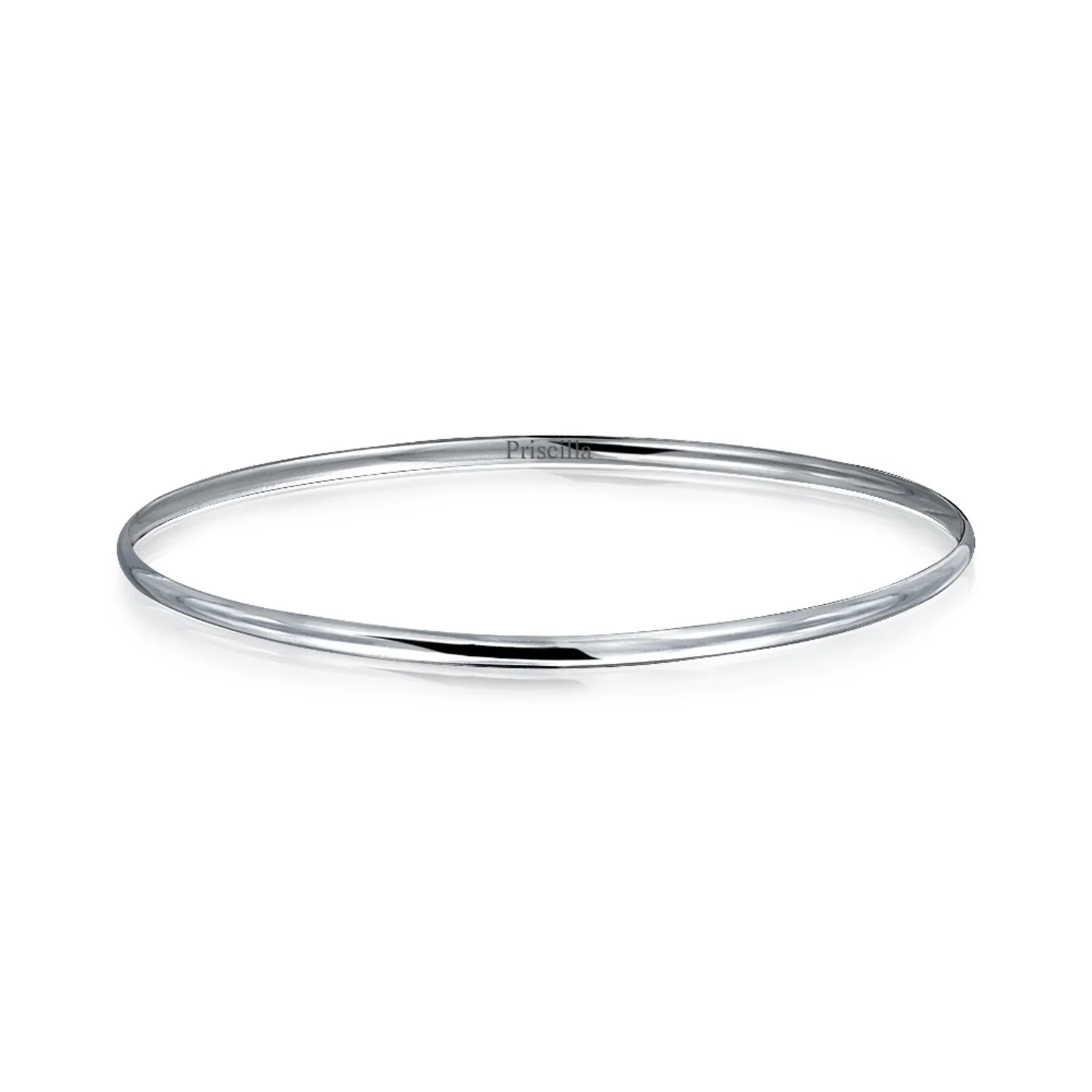 Plain Simple Bangle Bracelet Set 2-3MM Round Square Edges - Image 2