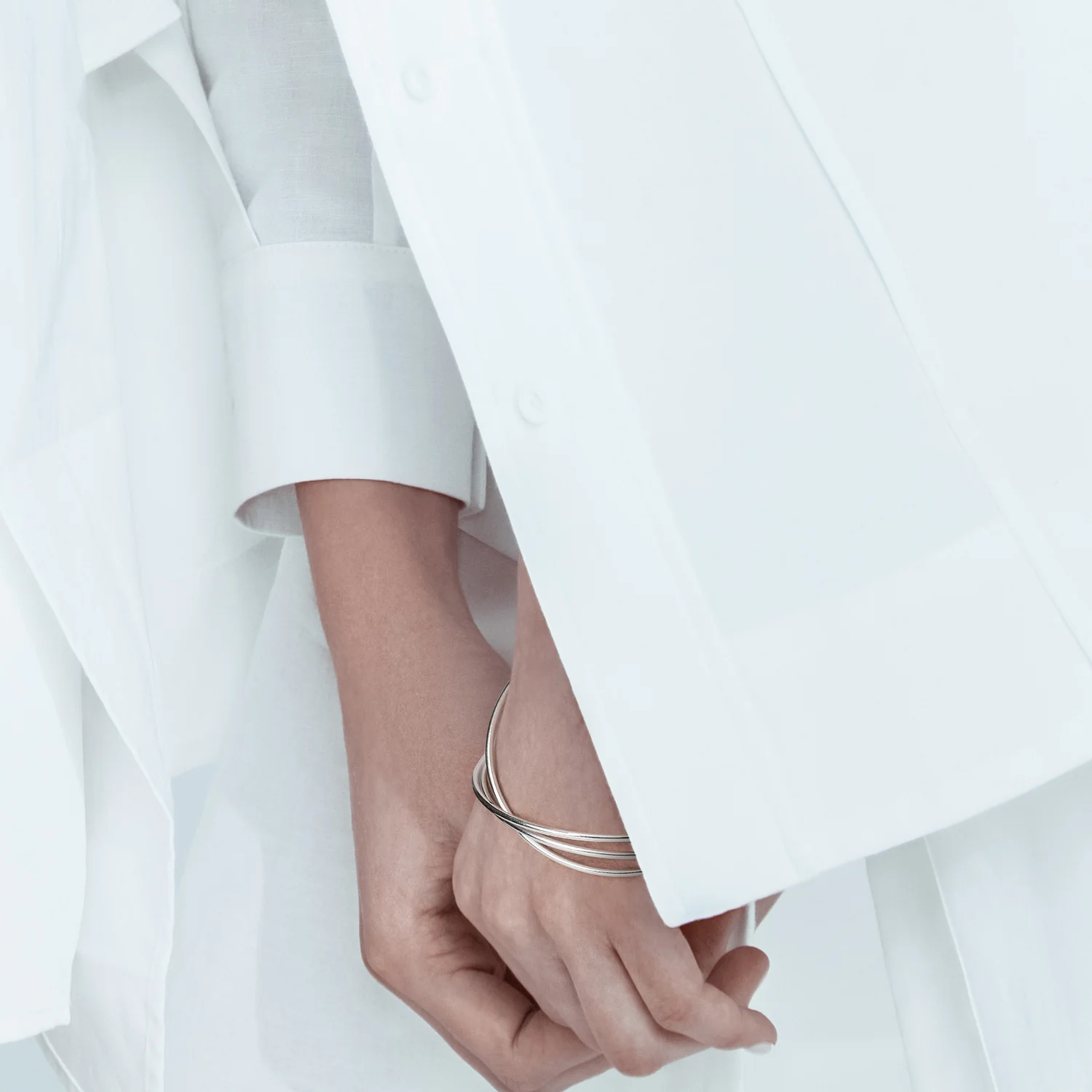 Plain Simple Bangle Bracelet Set 2-3MM Round Square Edges - Image 5