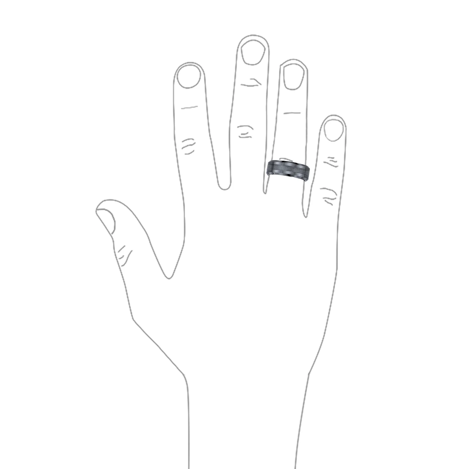 Plain Simple Beveled Edge Gunmetal Titanium Wedding Band Ring 8MM Comfort Fit - Image 3