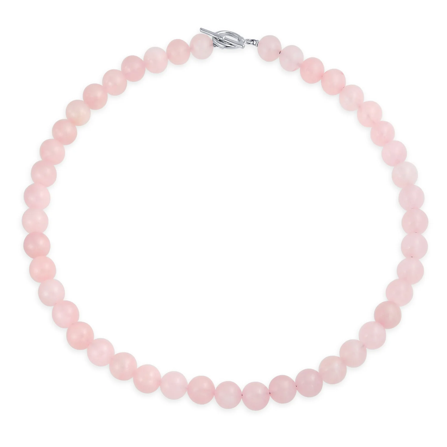 Semi-Precious Natural Pink Rose Quartz Stone 10MM Bead Strand Necklace 19 Inch