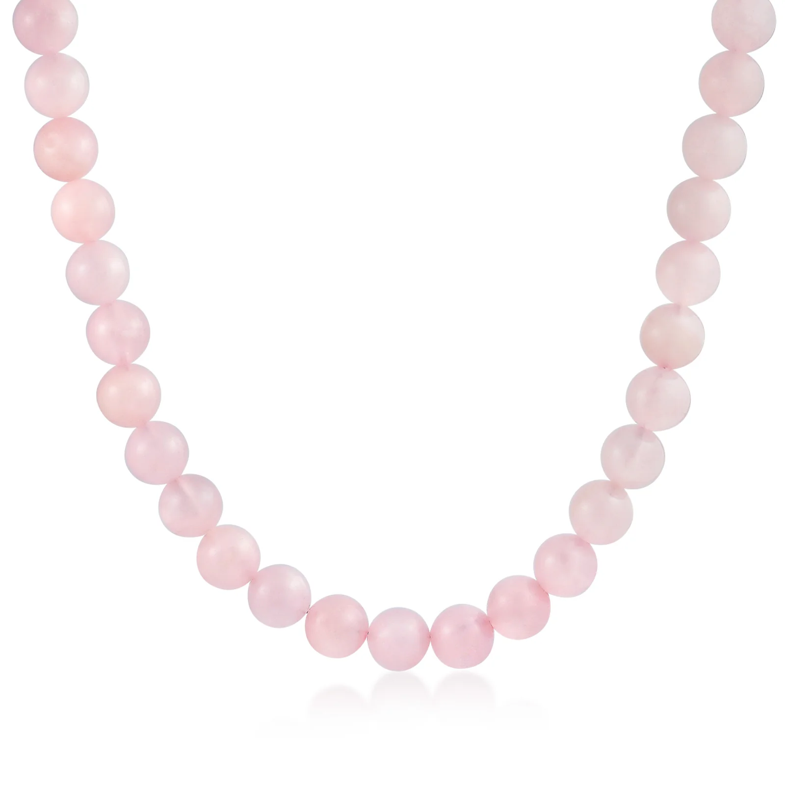 Semi-Precious Natural Pink Rose Quartz Stone 10MM Bead Strand Necklace 19 Inch - Image 4