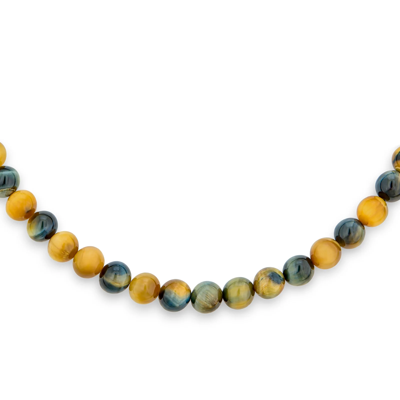 Plain Western Jewelry Grey Black Tiger Eye Bead Strand Necklace Silver Clasp - Image 4