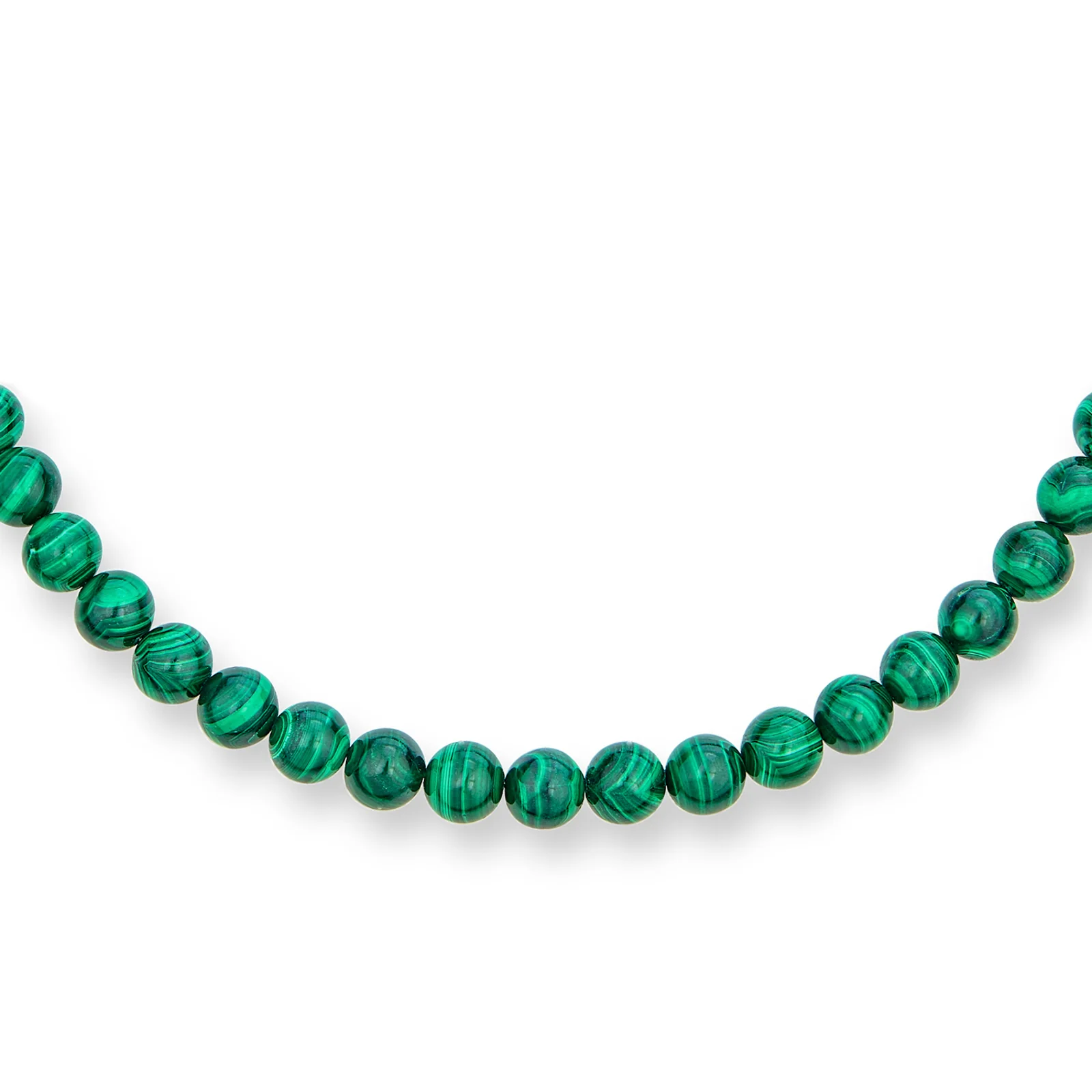 Semi-Precious Created Malachite Stone 10MM Bead Strand Collar Necklace 16 Inch - Image 3